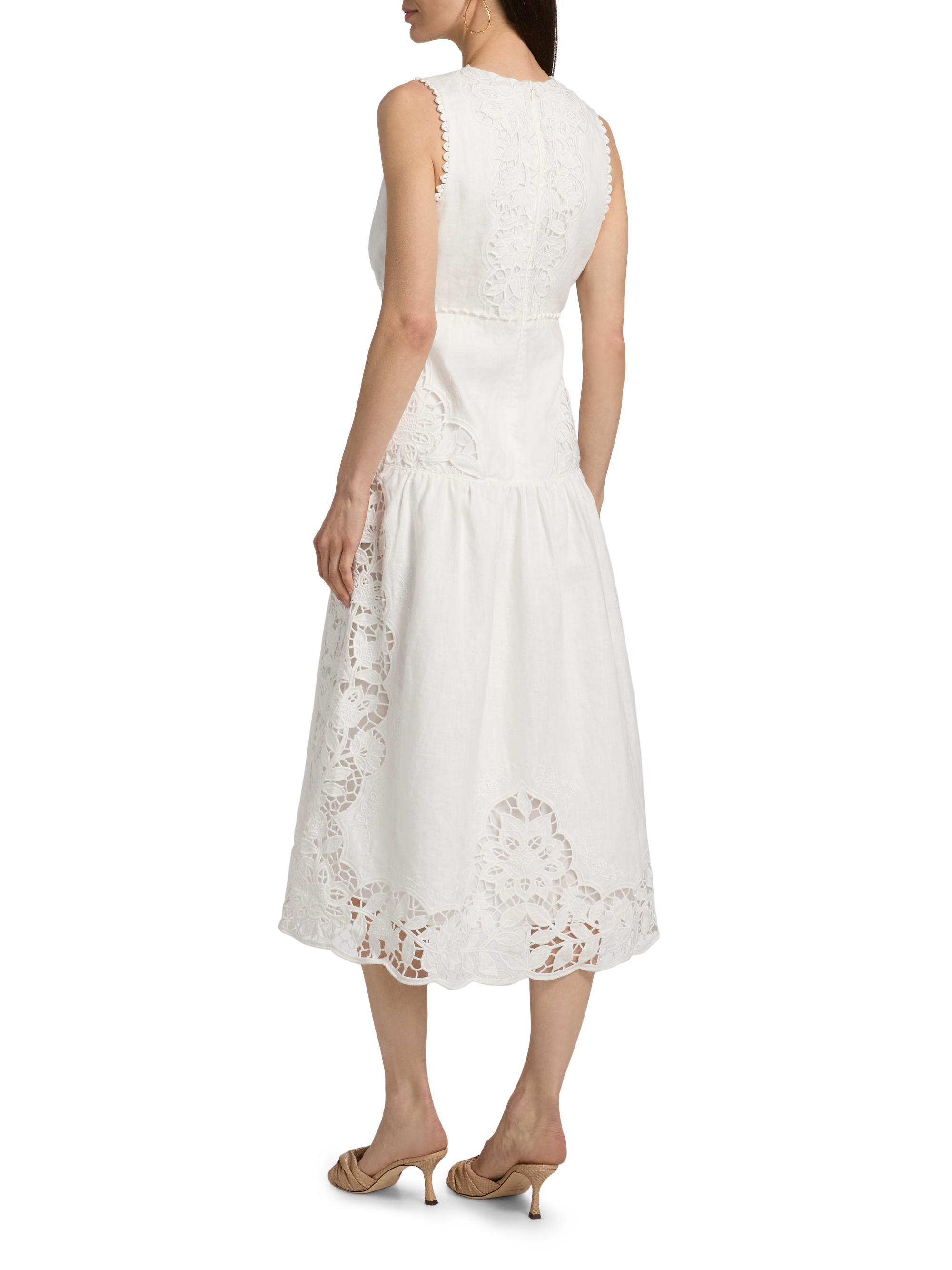 Farm Rio Richilieu Embroidered V-Neck Midi-Dress | Saks Fifth Avenue