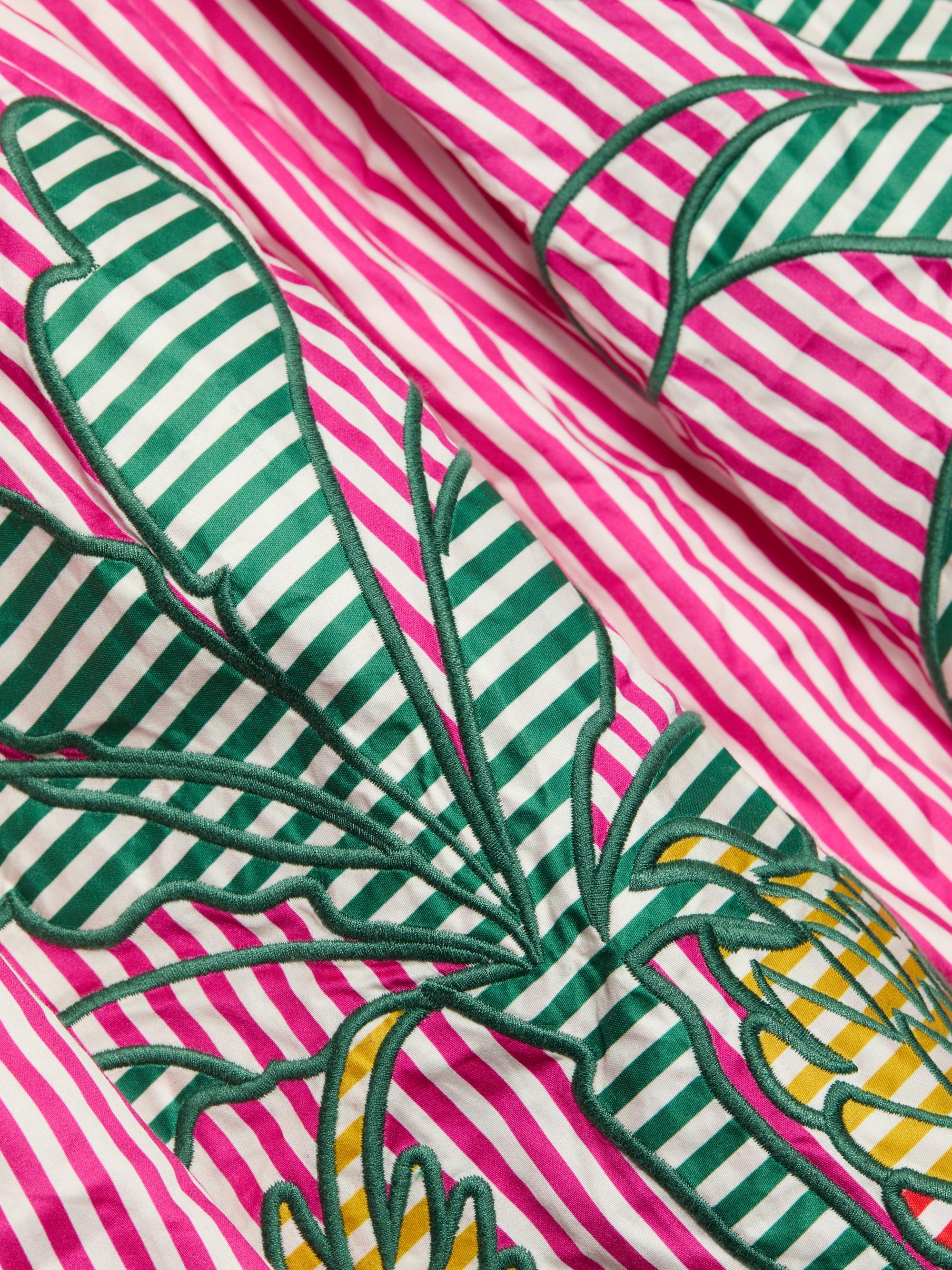 Farm Rio Women's Palm Tree Cutwork Striped Midi-Dress - Pink | Thumbnail 7