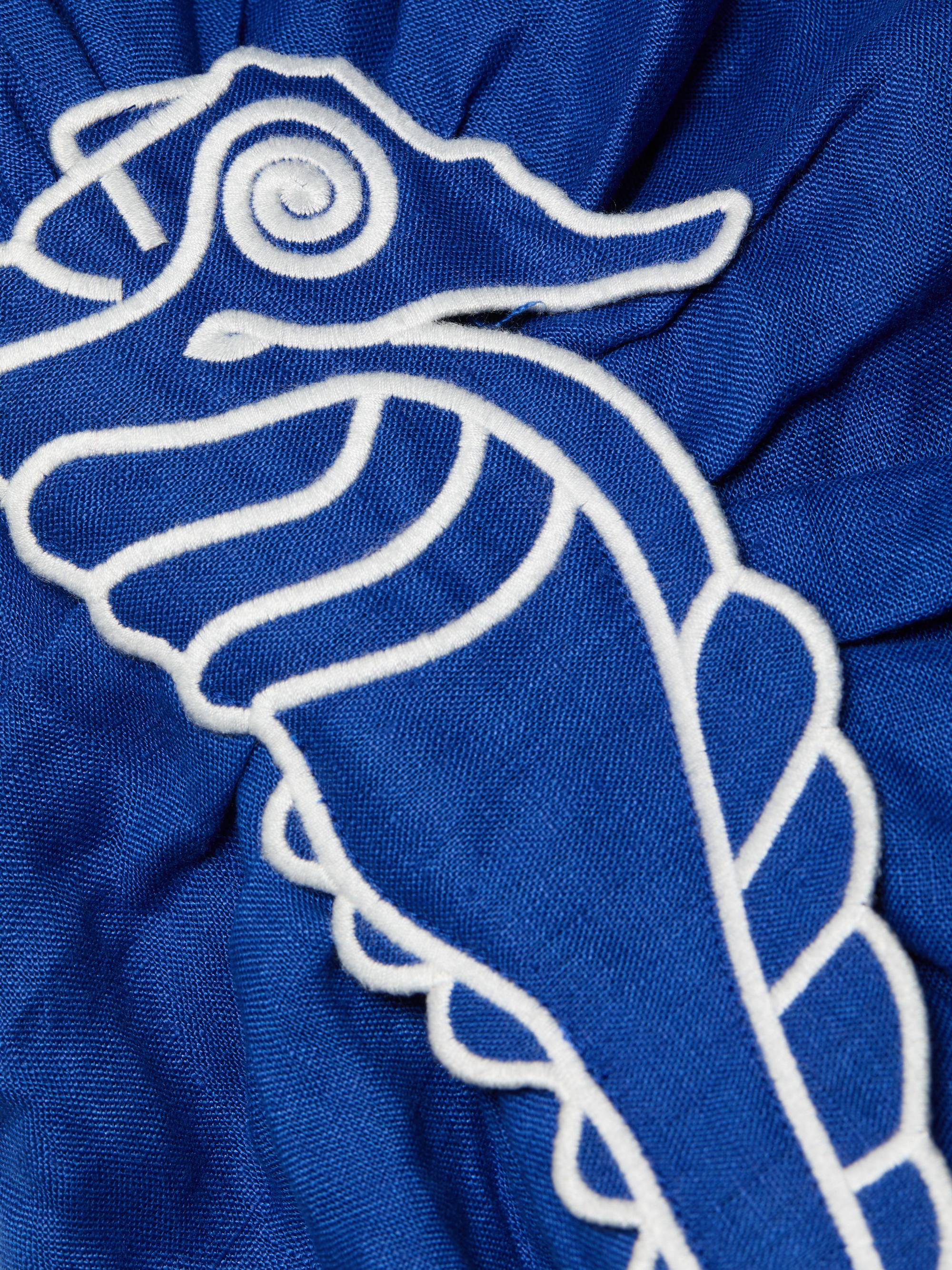 Farm Rio Women's Seahorse-Embroidered One-Shoulder Midi-Dress - Blue | Thumbnail 7