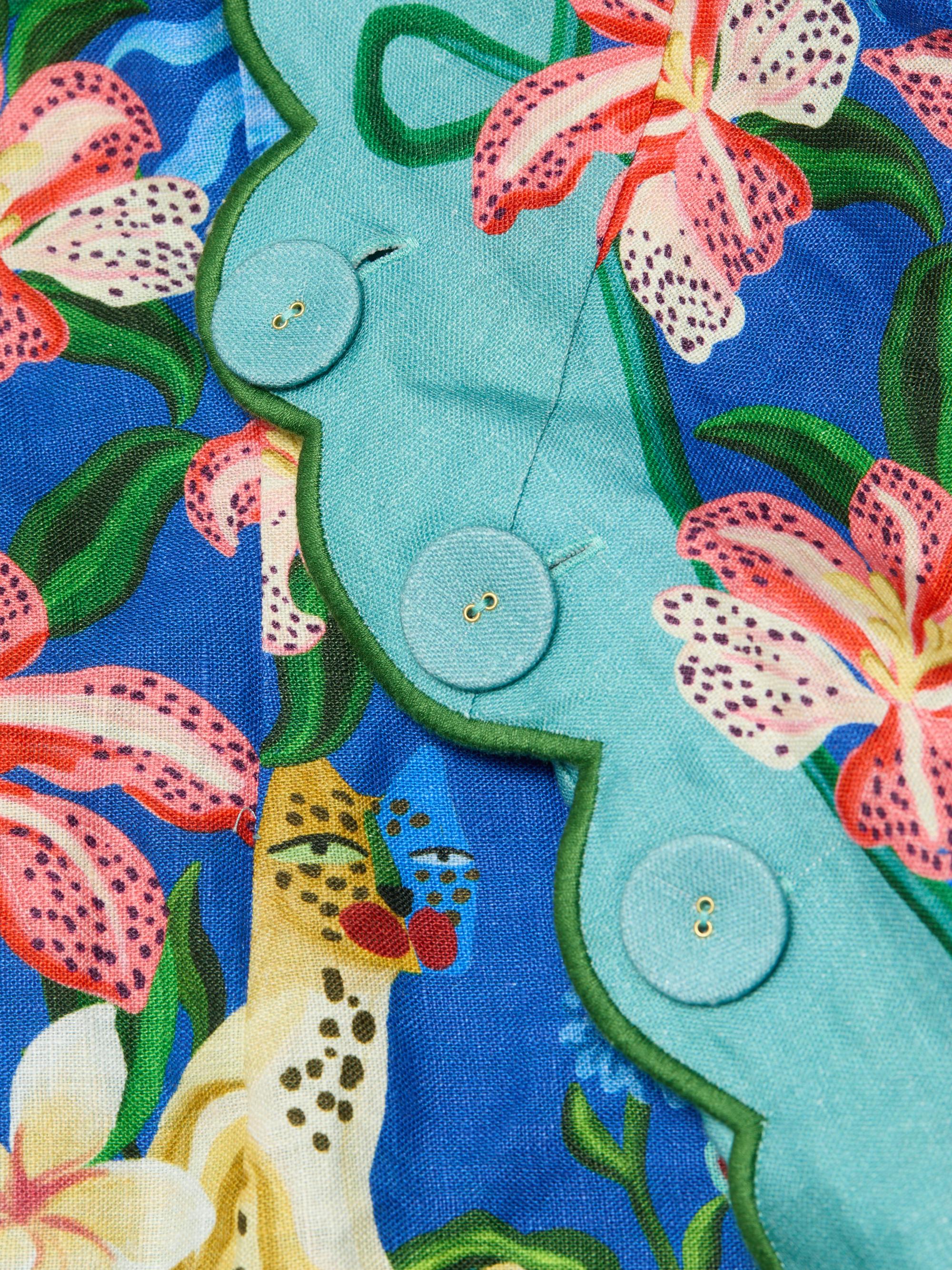 Farm Rio Women's Printed Scalloped Minidress - Blue | Thumbnail 7