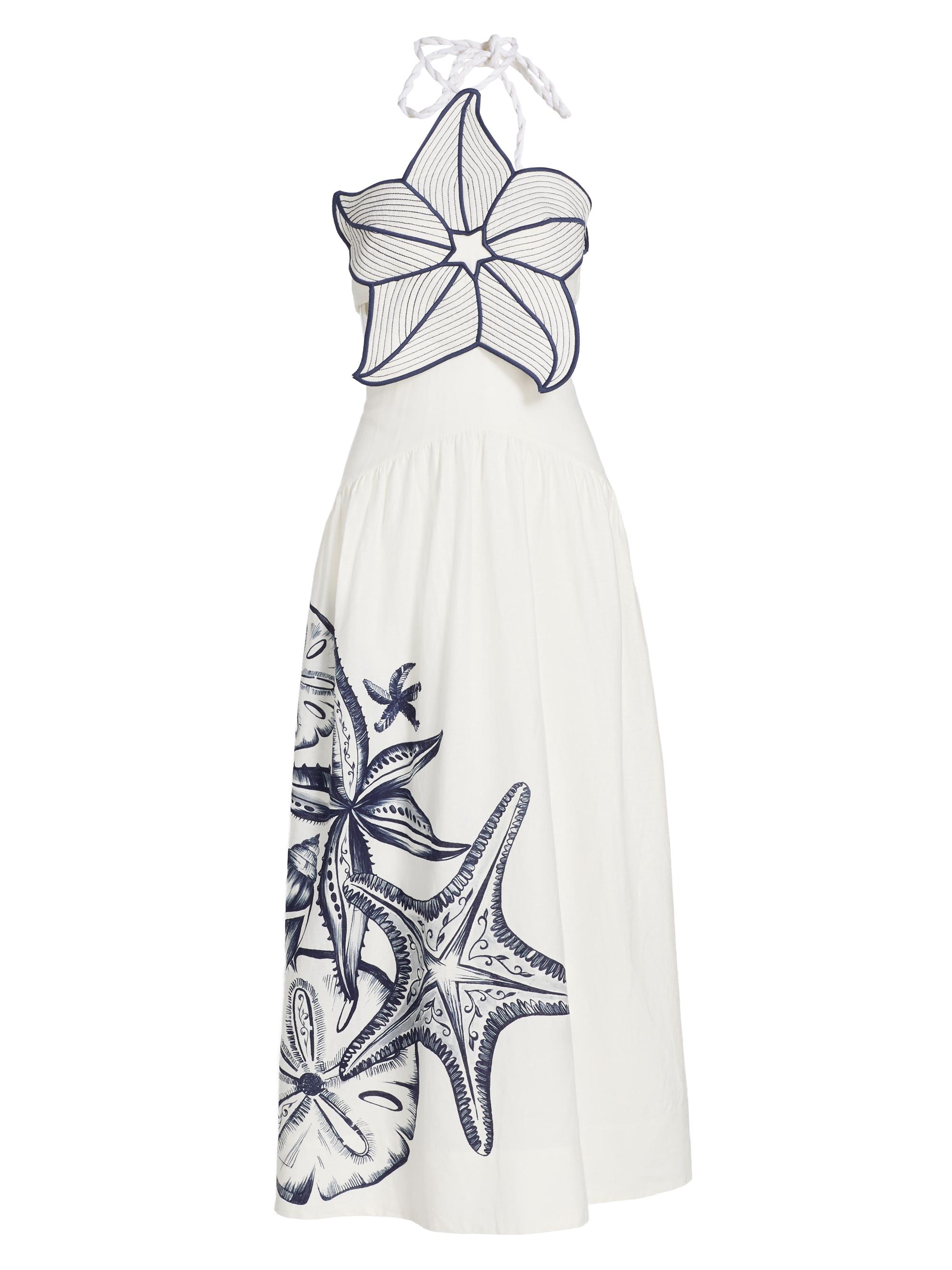 Farm Rio Women's Coast Stars Halterneck Maxi Dress - Off White