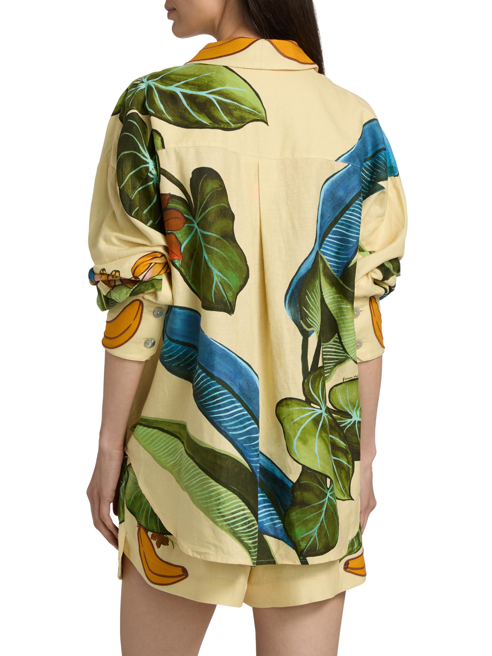 Farm Rio Women's Fruit-Print Linen-Blend Shirt - Yellow | Thumbnail 5