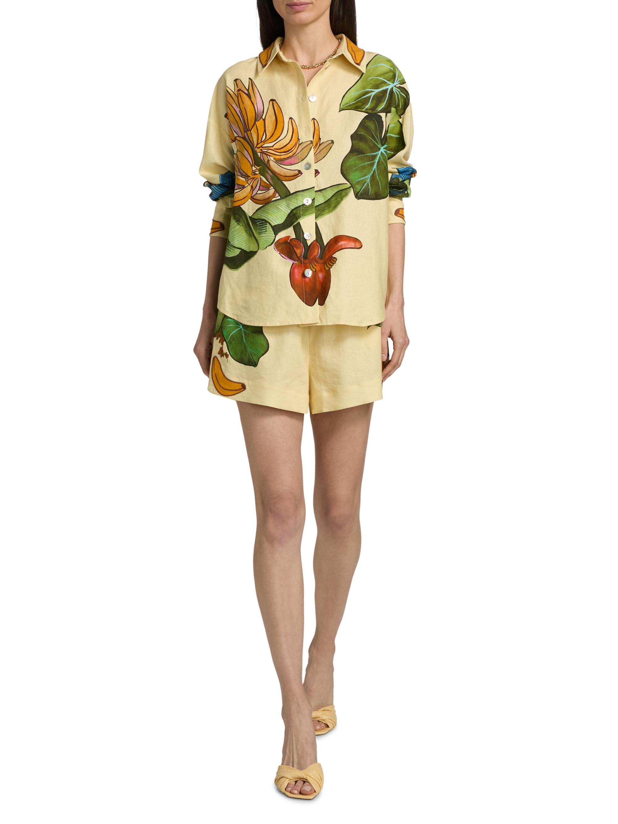 Farm Rio Women's Fruit-Print Linen-Blend Shirt - Yellow | Thumbnail 2