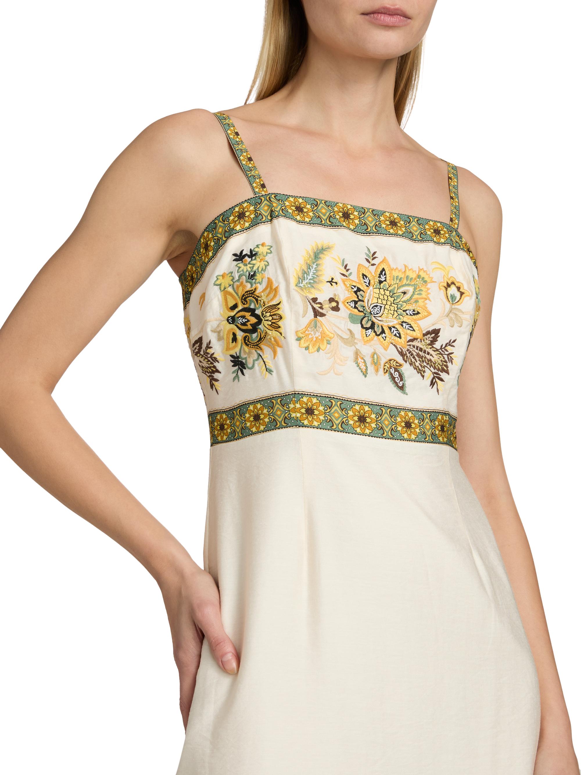 Elie Tahari Women's The Annalise Floral Linen Midi-Dress - Sunray Floral Print | Thumbnail 6