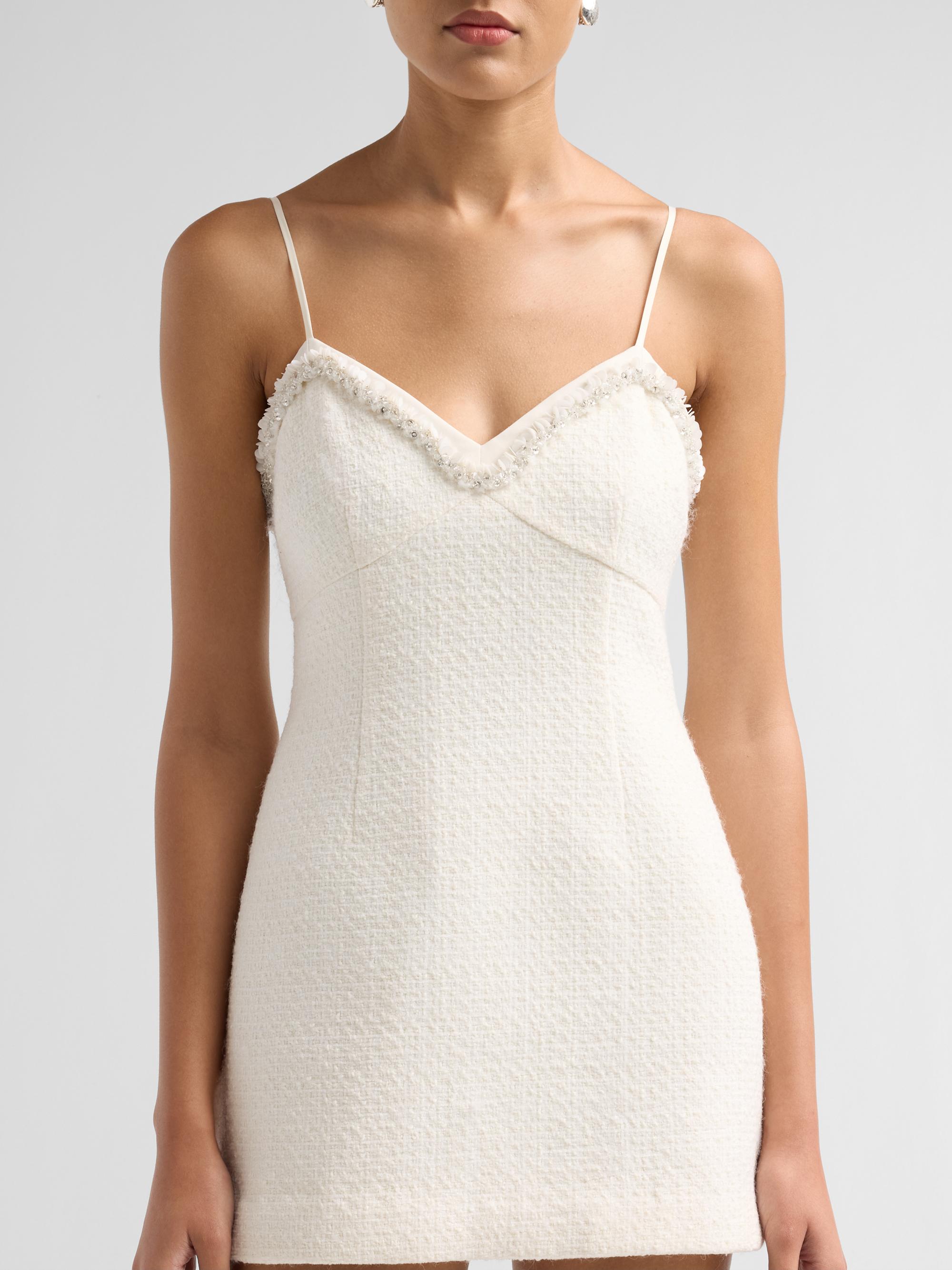 LoveShackFancy Women's Sue Embellished Wool-Blend Mini Dress -  Mist | Thumbnail 5
