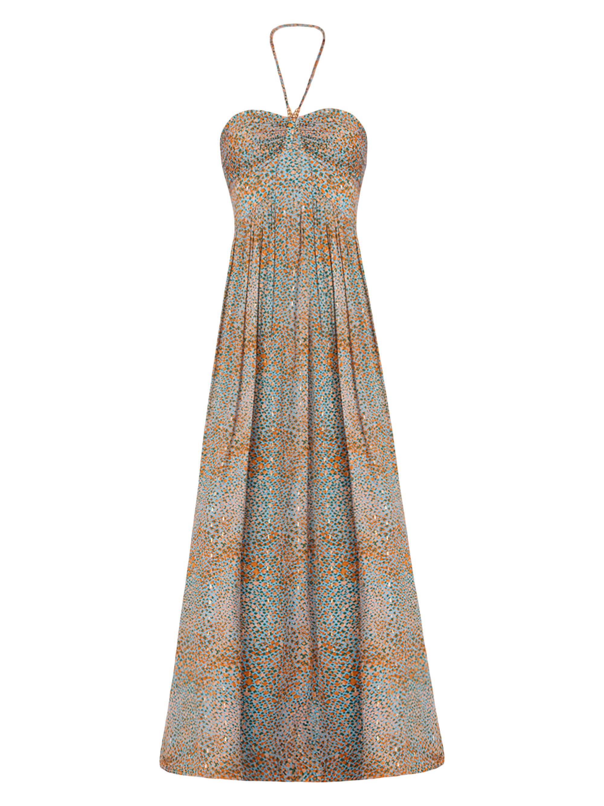 Shoshanna Women's Grace Clip-Dot Halterneck Gown - Apricot Sky Blue
