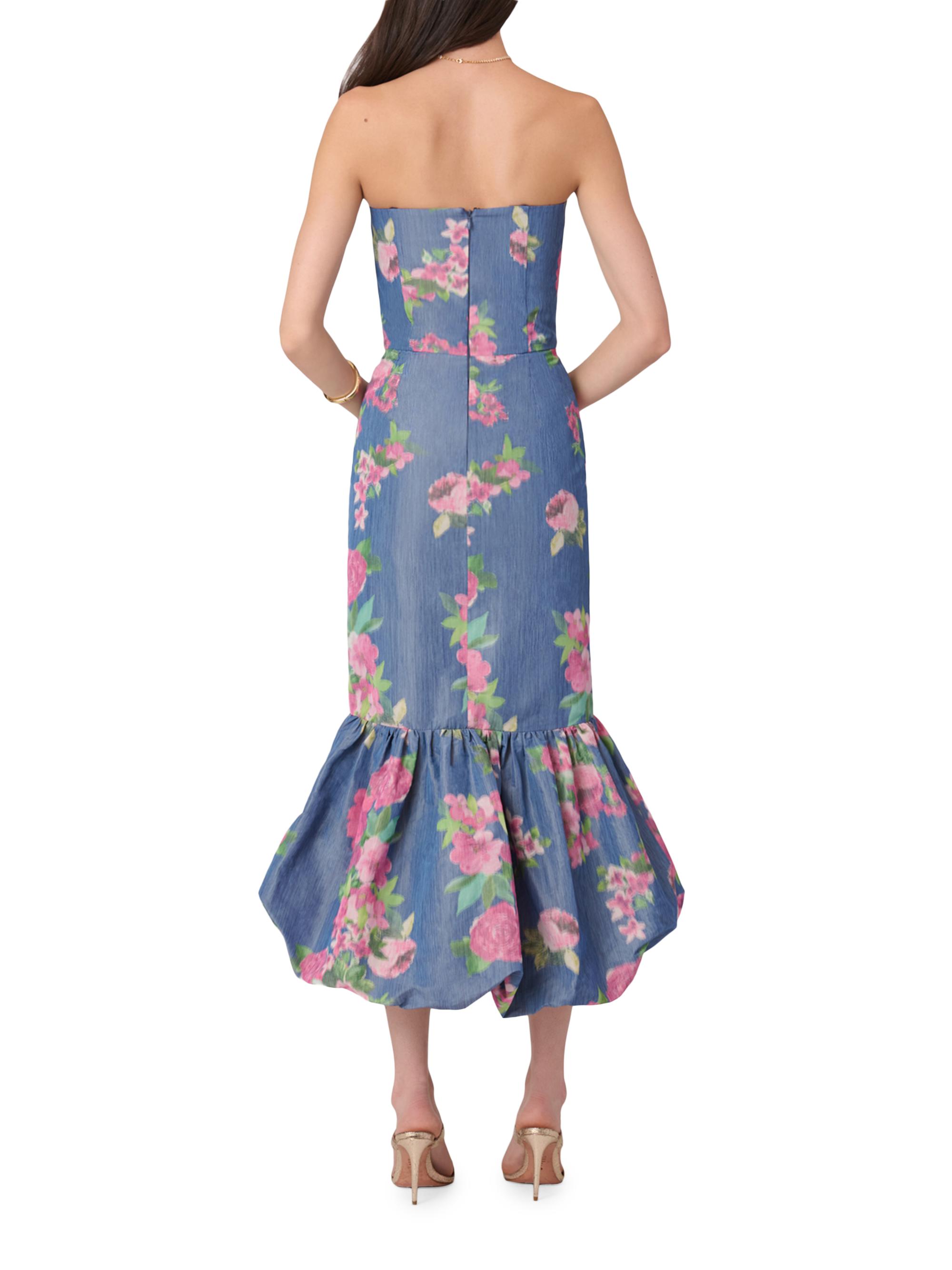 Shoshanna Women's Julieanne Floral Bubble-Hem Midi Dress - Navy Magenta Multi | Thumbnail 3