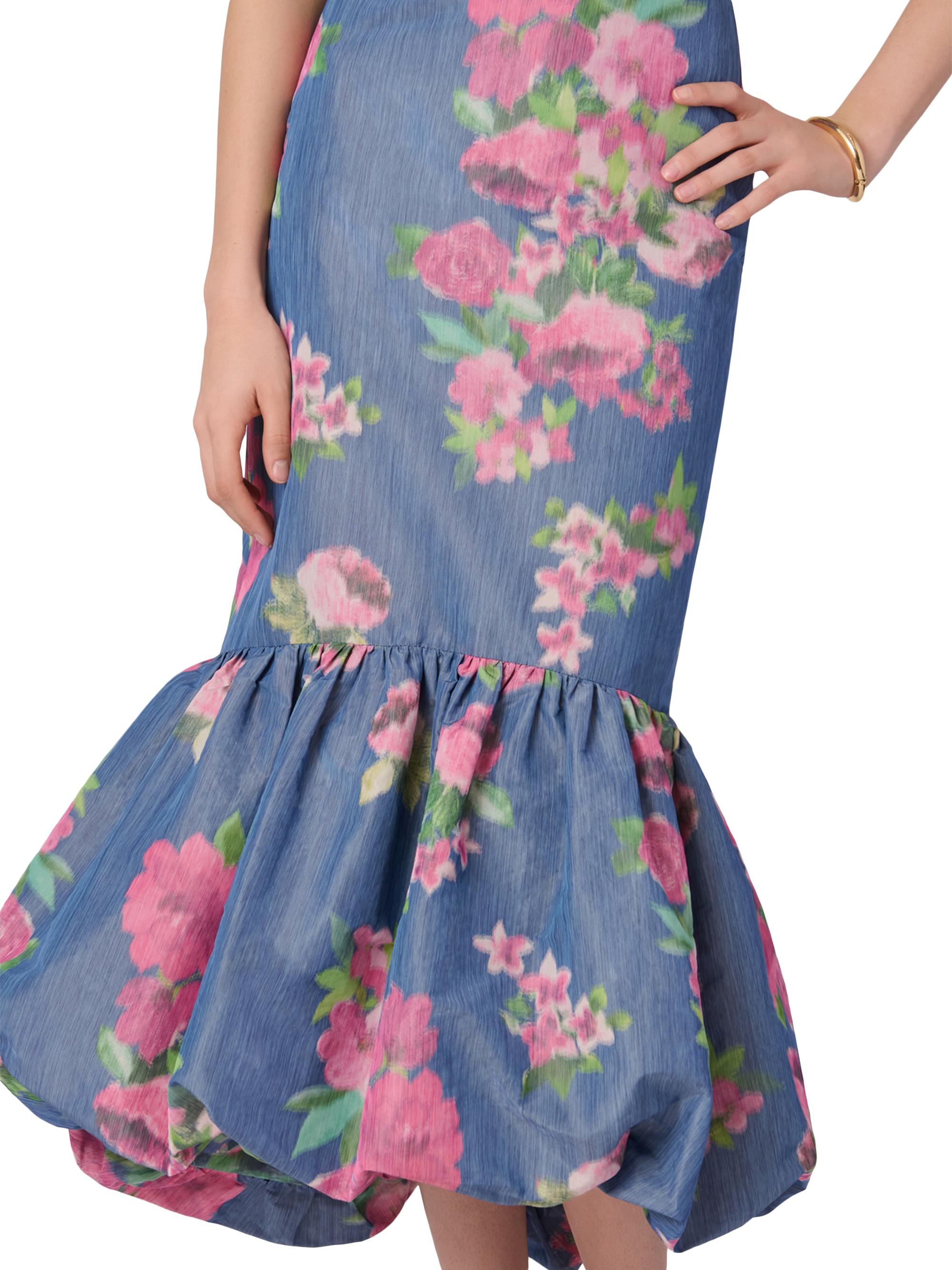 Shoshanna Women's Julieanne Floral Bubble-Hem Midi Dress - Navy Magenta Multi | Thumbnail 4