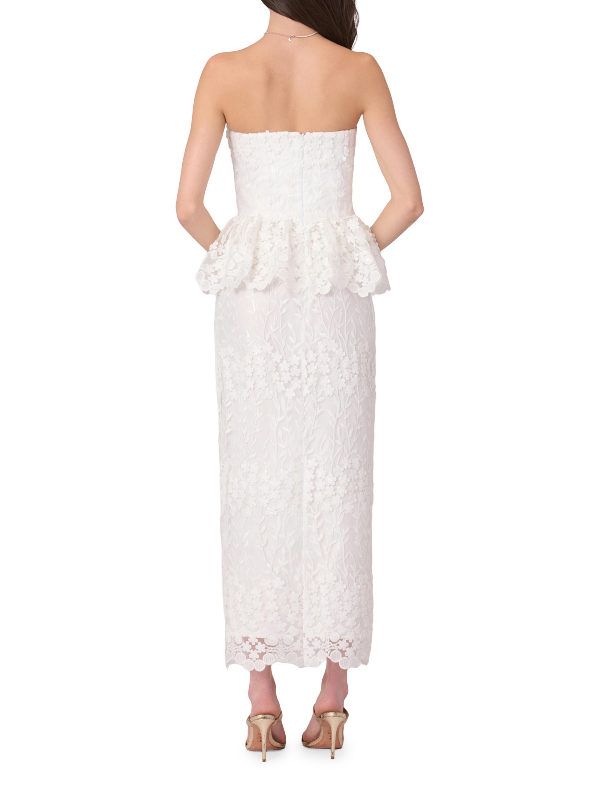 Shoshanna Women's Lotus Lace Strapless Peplum Maxi Dress - Optic White | Thumbnail 3