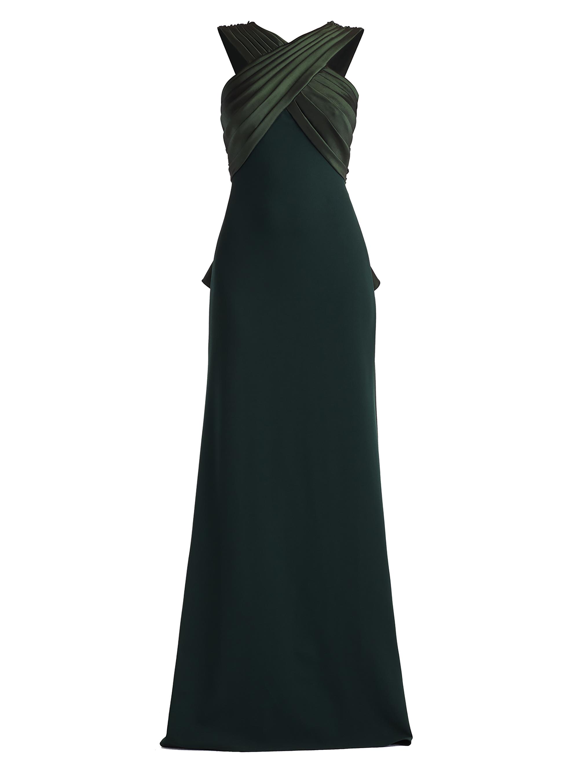Tadashi Shoji Women's Caro Cascading Halter Gown - Dark Forest