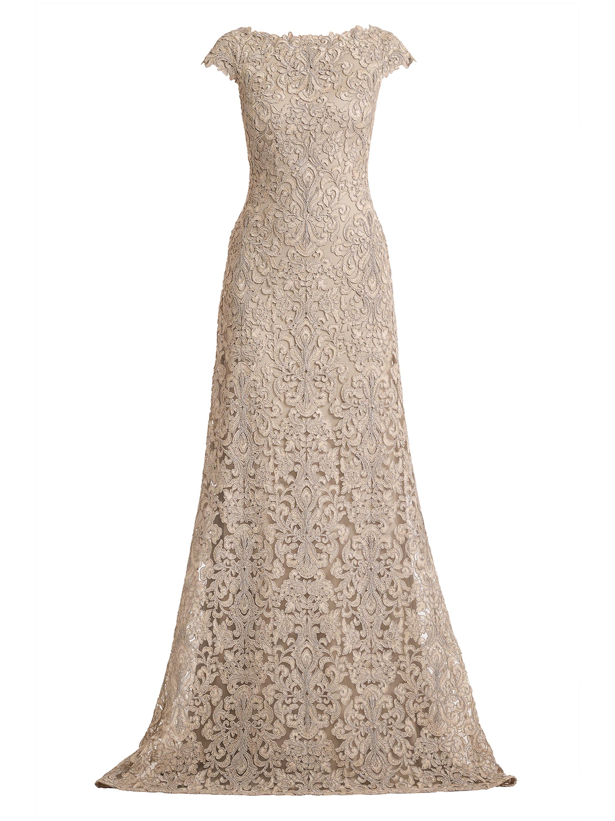 Tadashi Shoji Women's Hoyt Lotus Embroidered Tulle Gown - Pumice