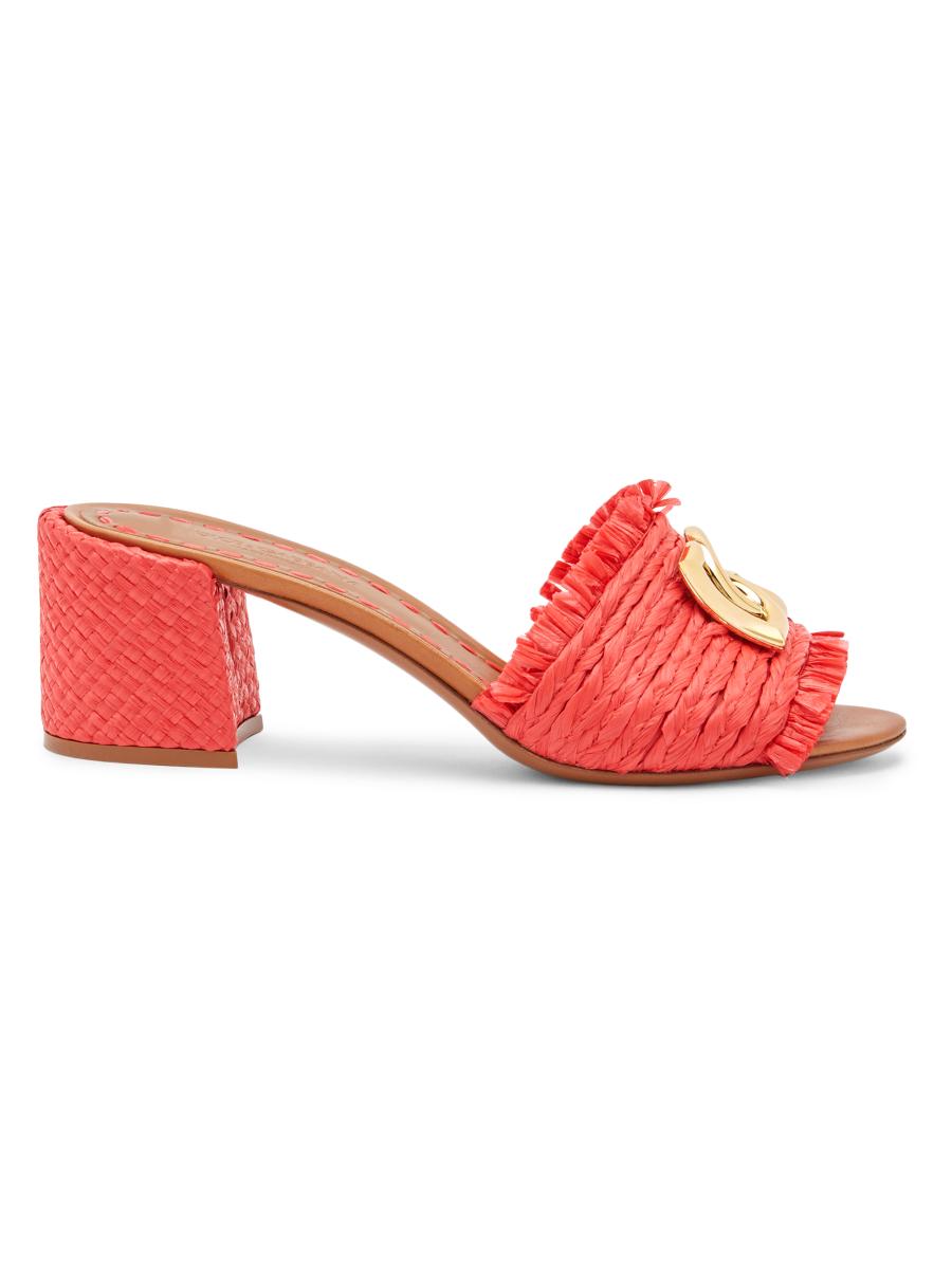 Dolce & Gabbana Women's Woven Logo Block-heel Sandals In Orange