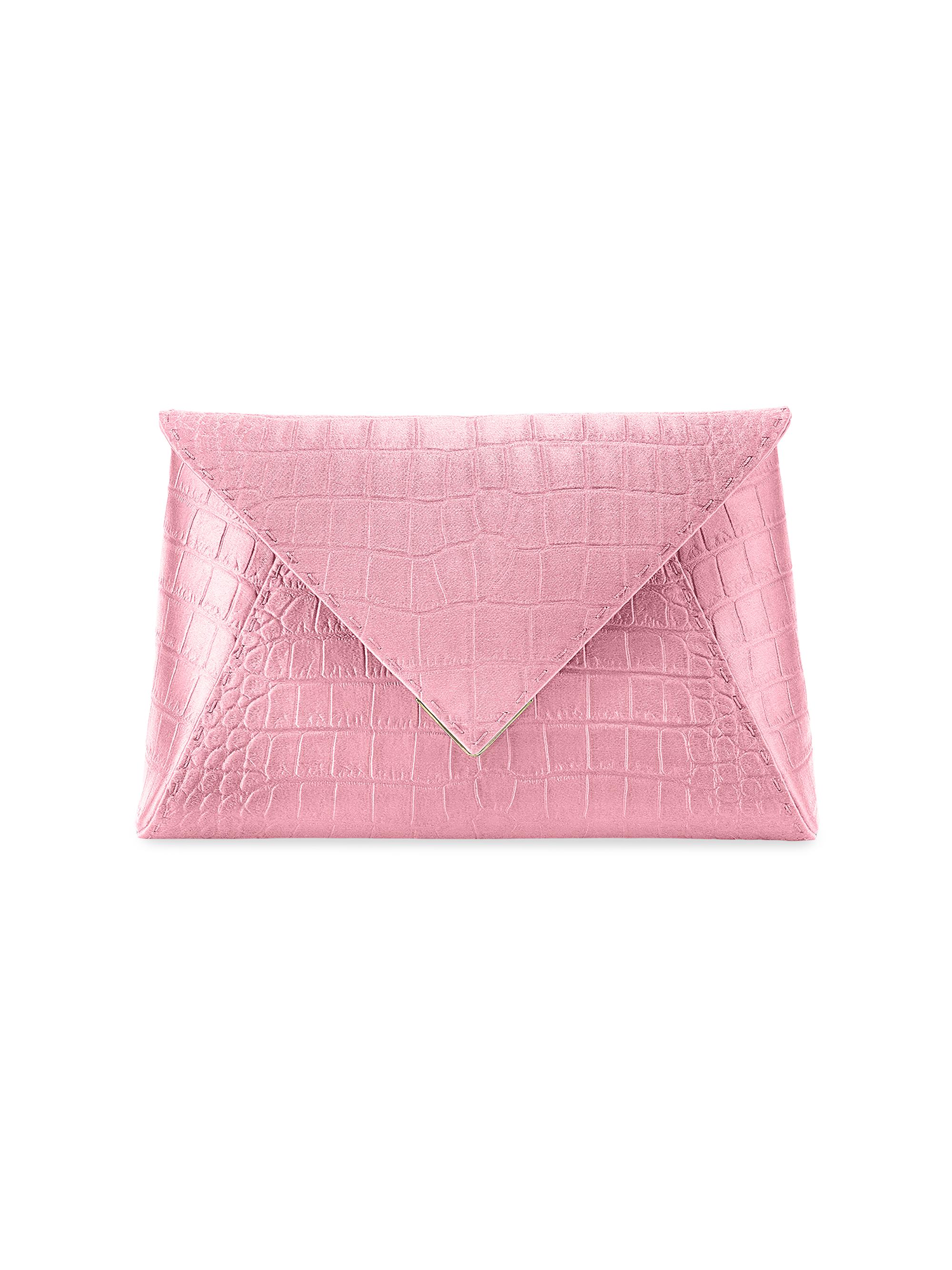 Tyler Ellis Women's Lee Pouchet Medium Stamped Satin with Gold Hardware - Petal Pink