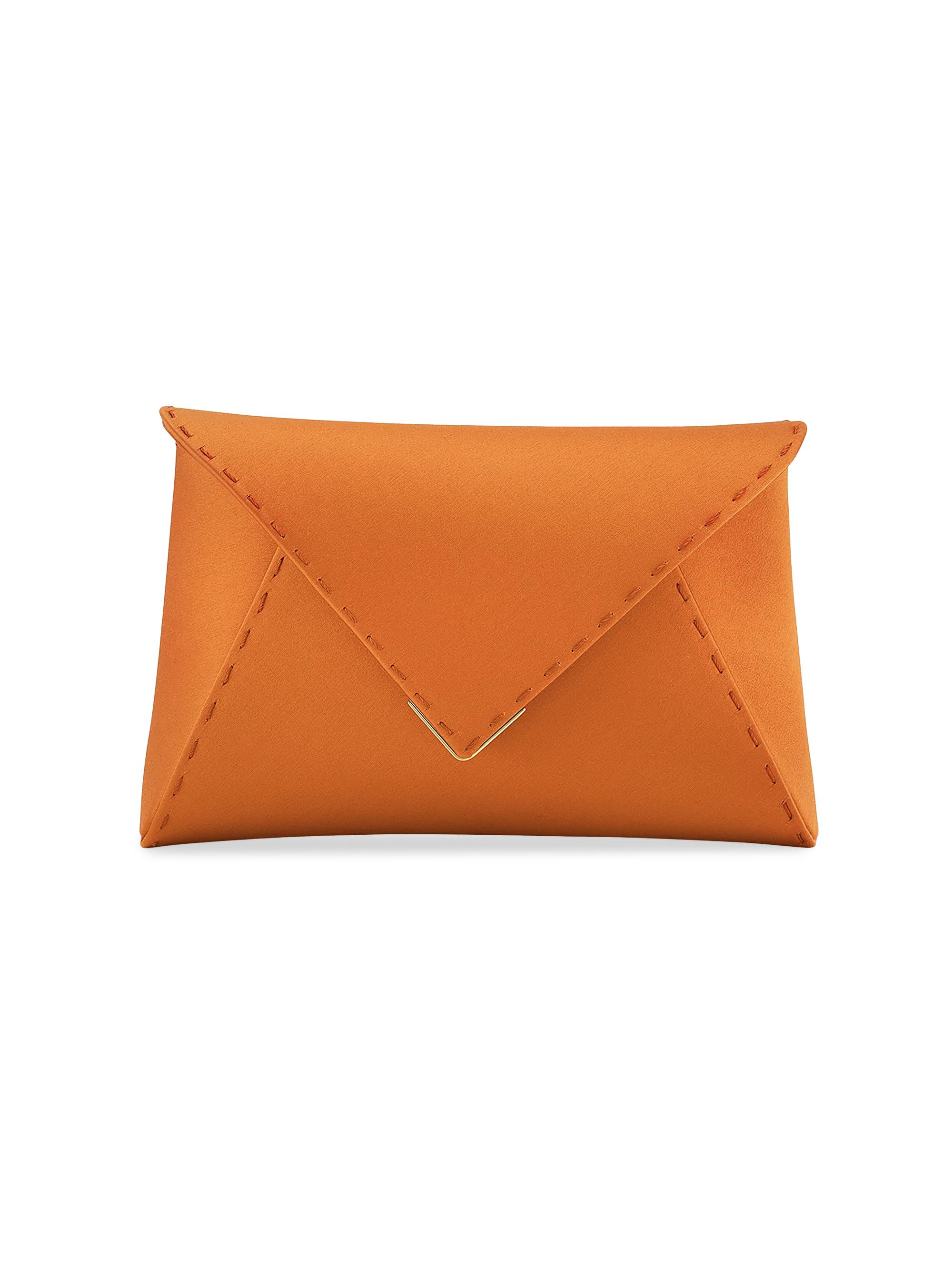 Tyler Ellis Women's Lee Pouchet Clutch  Satin with Gold Hardware - Tiger Orange