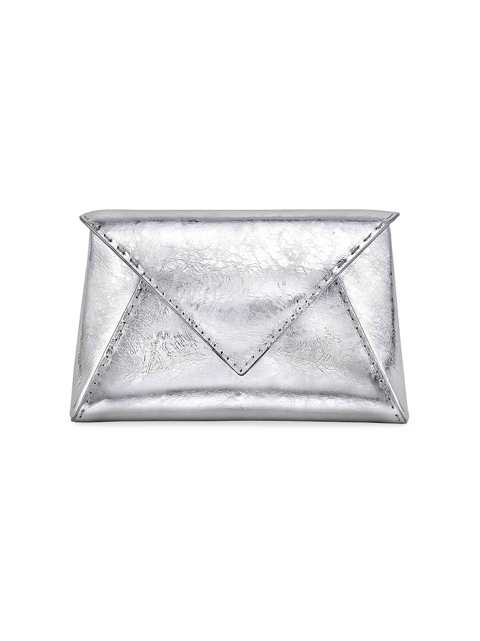 Tyler Ellis Women's Lee Pouchet Clutch  Antiqued Leather with Silver Hardware - Chrome