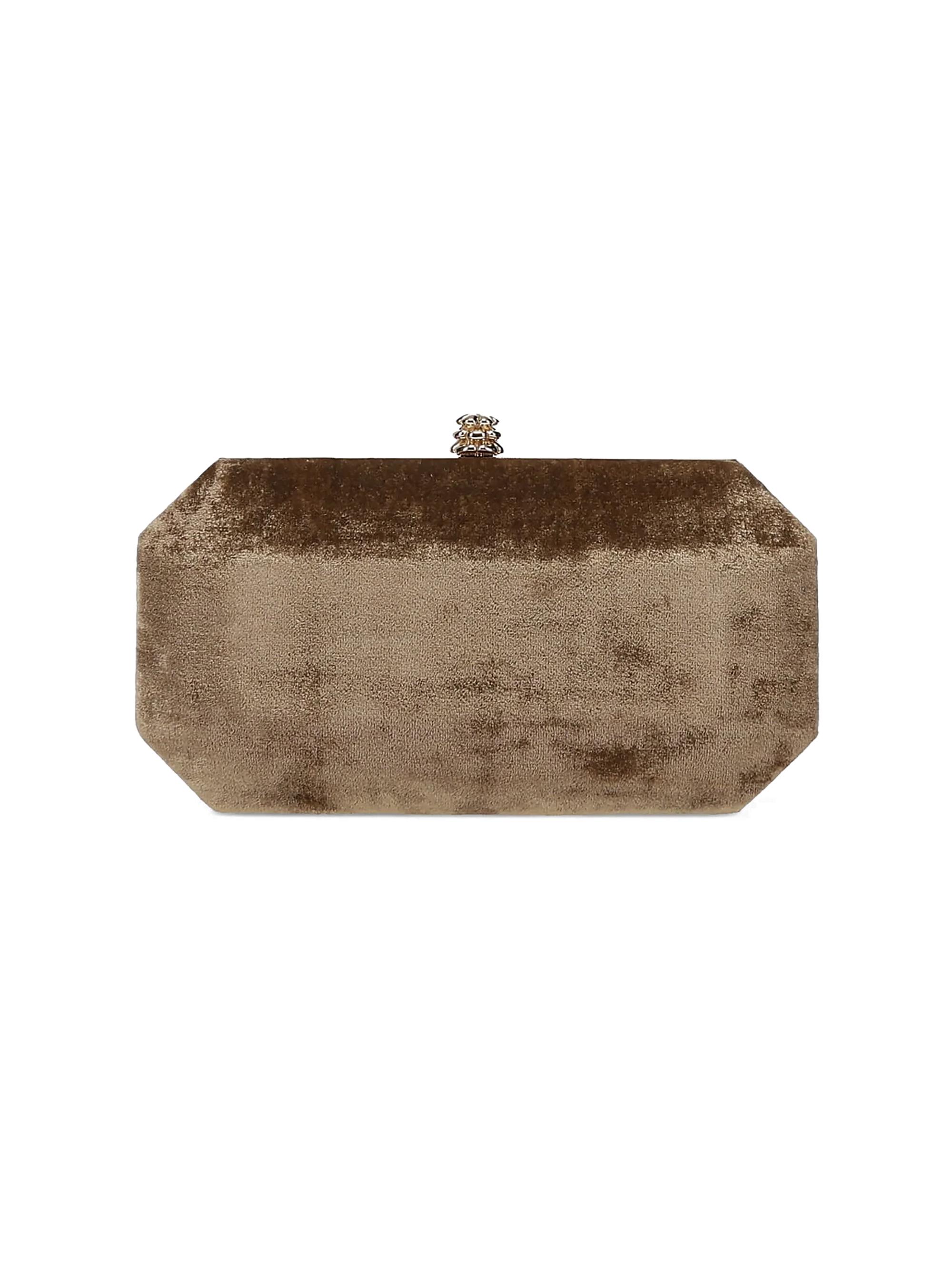 Tyler Ellis Women's Perry Clutch Small in Crushed Velvet with Gold Hardware - Antique Bronze