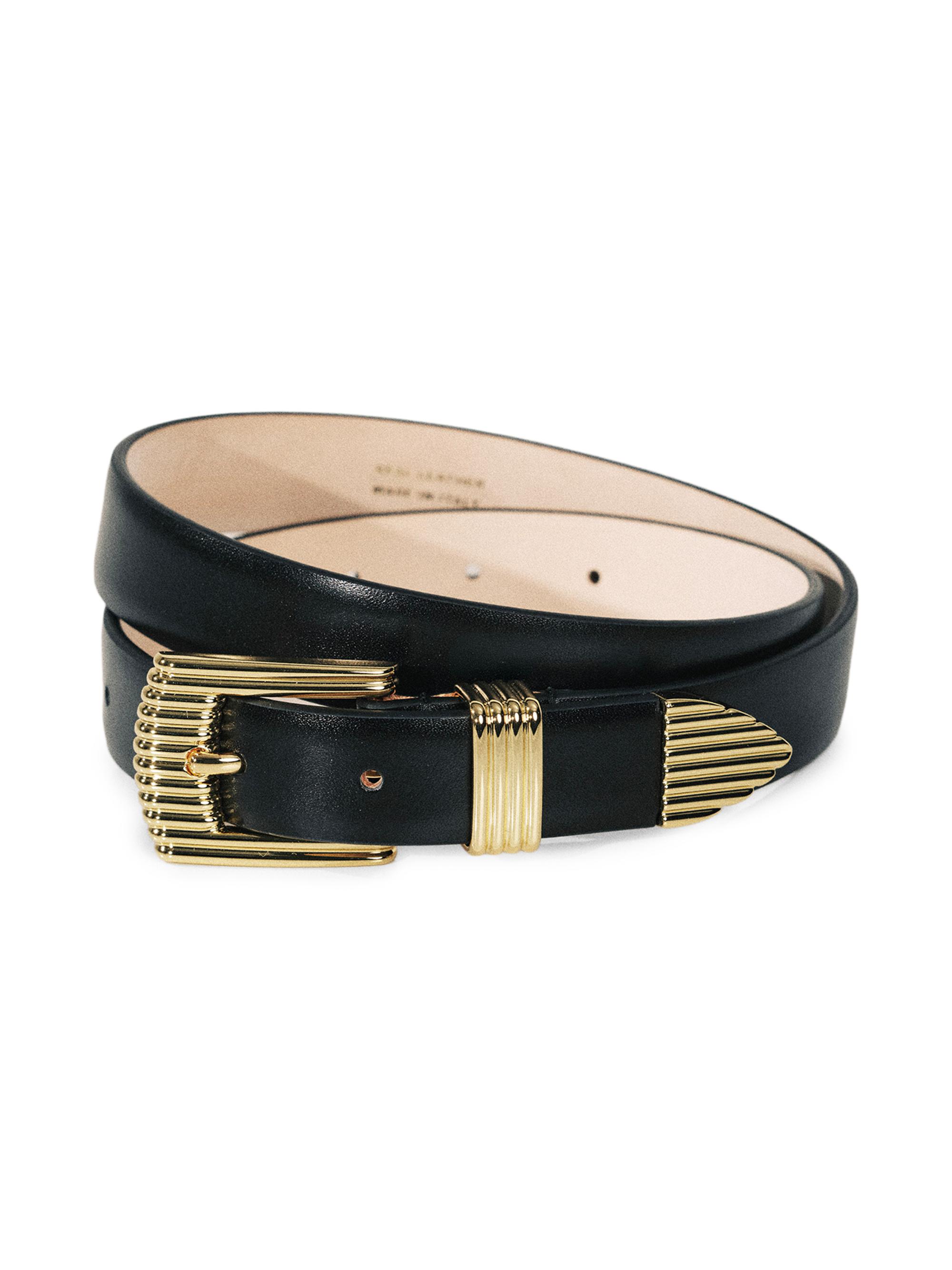 Déhanche Women's Rosen Ridged Leather Belt - Black Gold