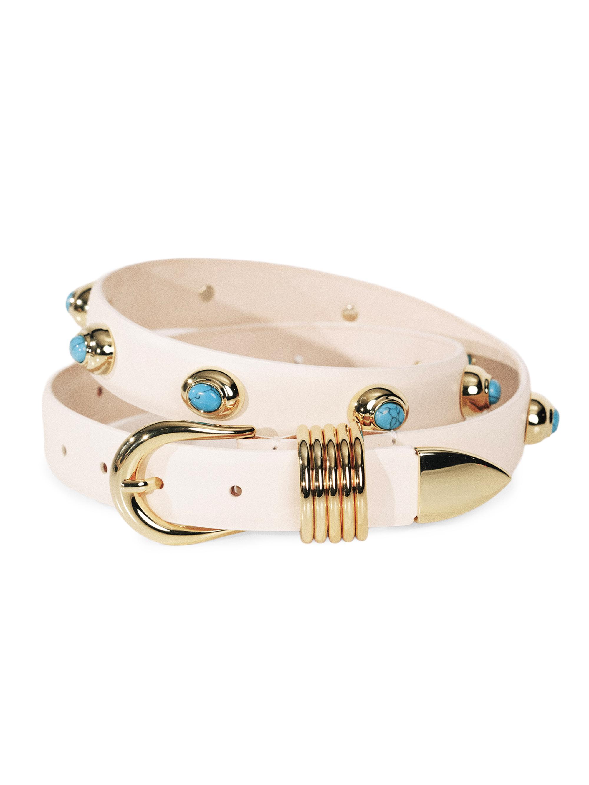 Déhanche Women's Hollyhock Embellished Leather Belt -  Turquoise Gold