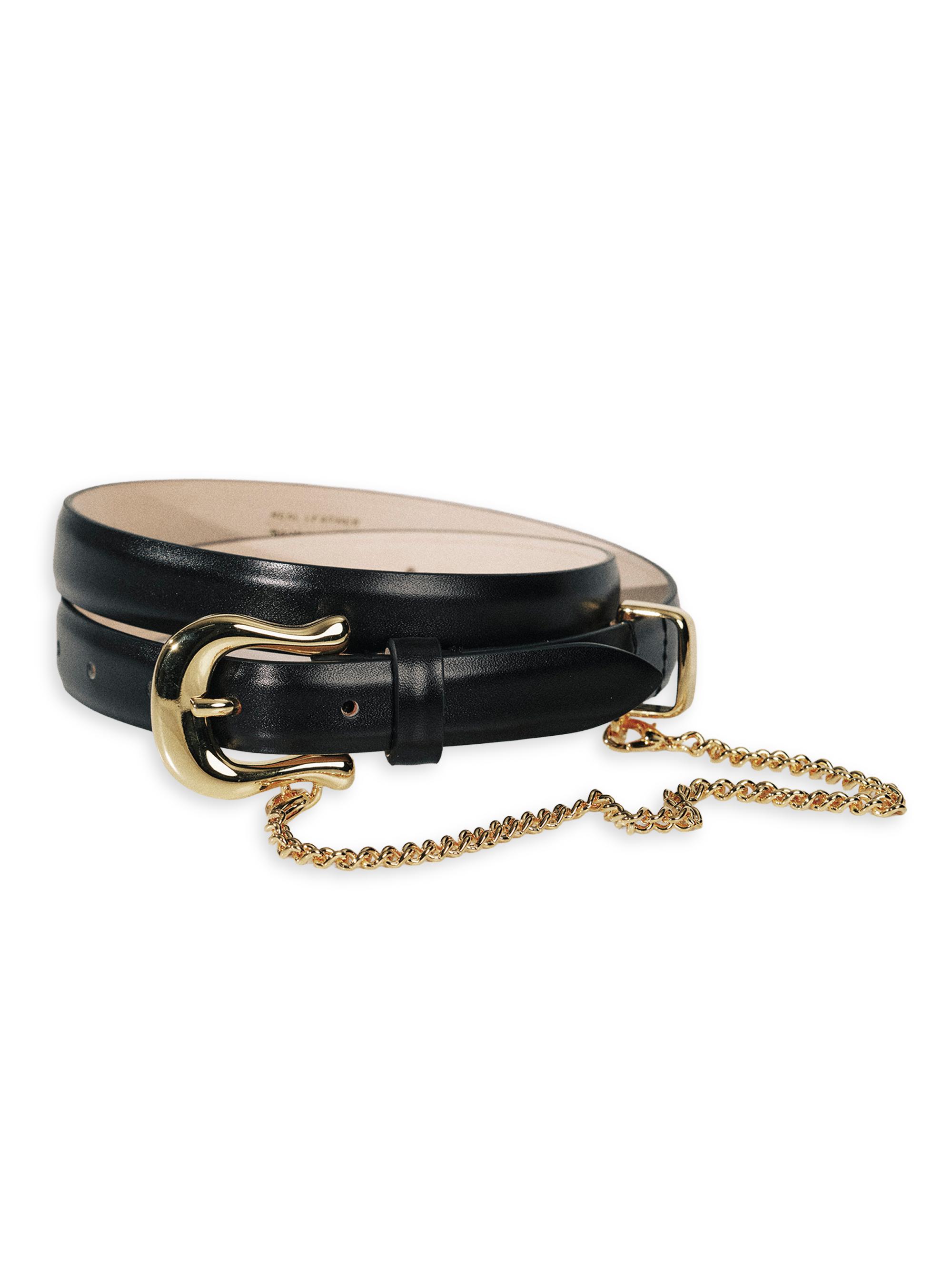 Déhanche Women's Luzia Goldtone Chain Leather Belt - Black Gold