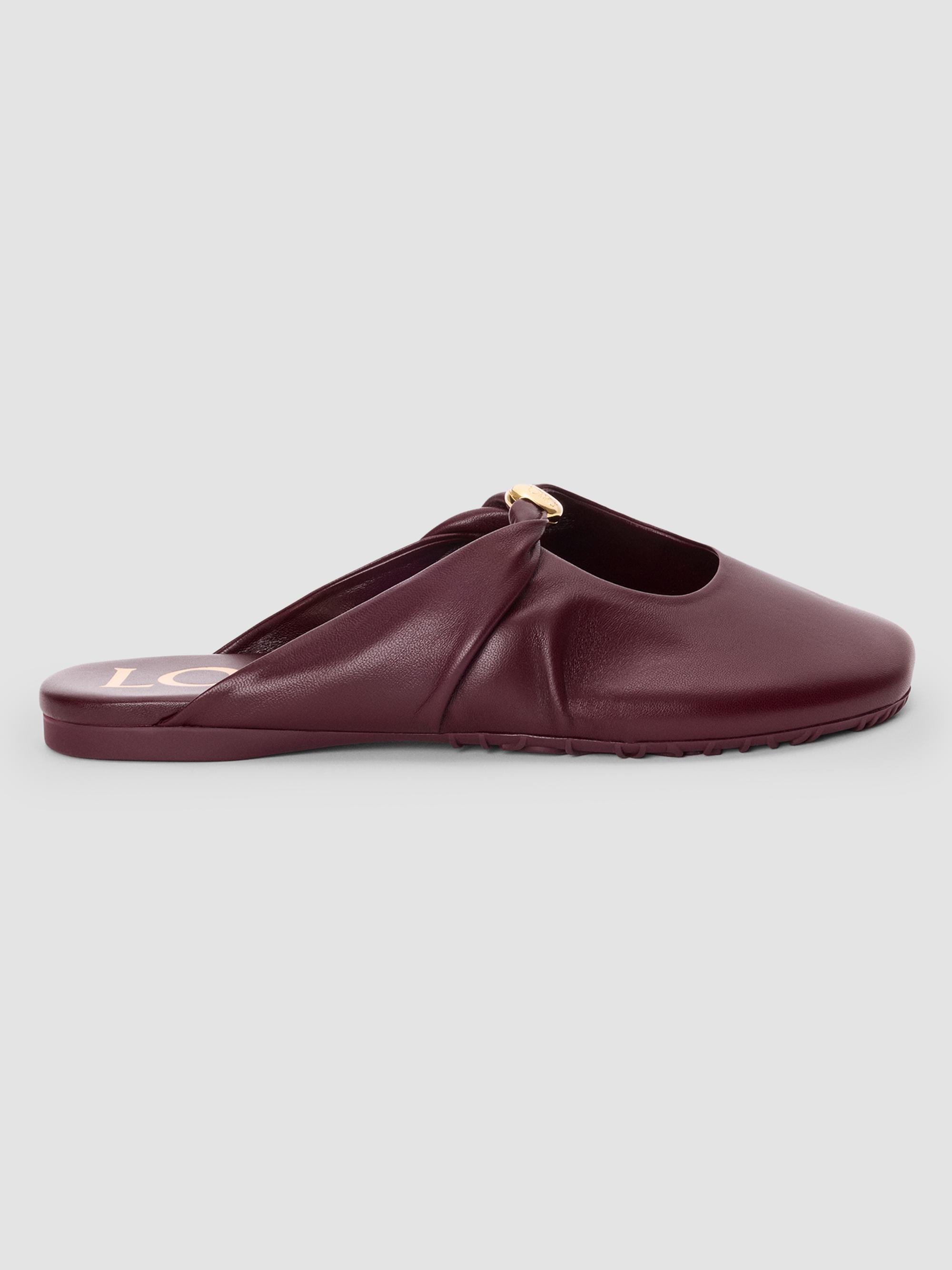 LOEWE Women's Pebble Soft Leather Mules - Burgundy | Thumbnail 6