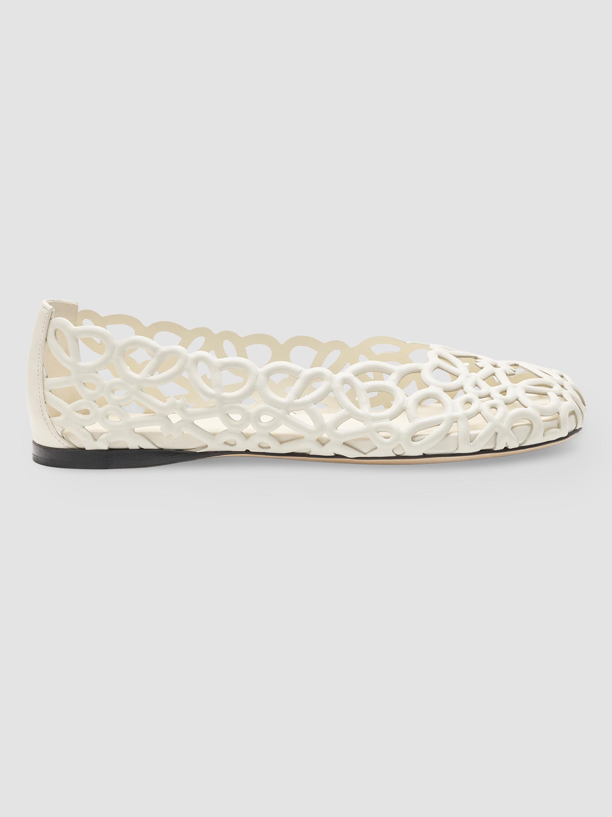 LOEWE Women's Petal Anagram Leather Ballet Flats - White | Thumbnail 5