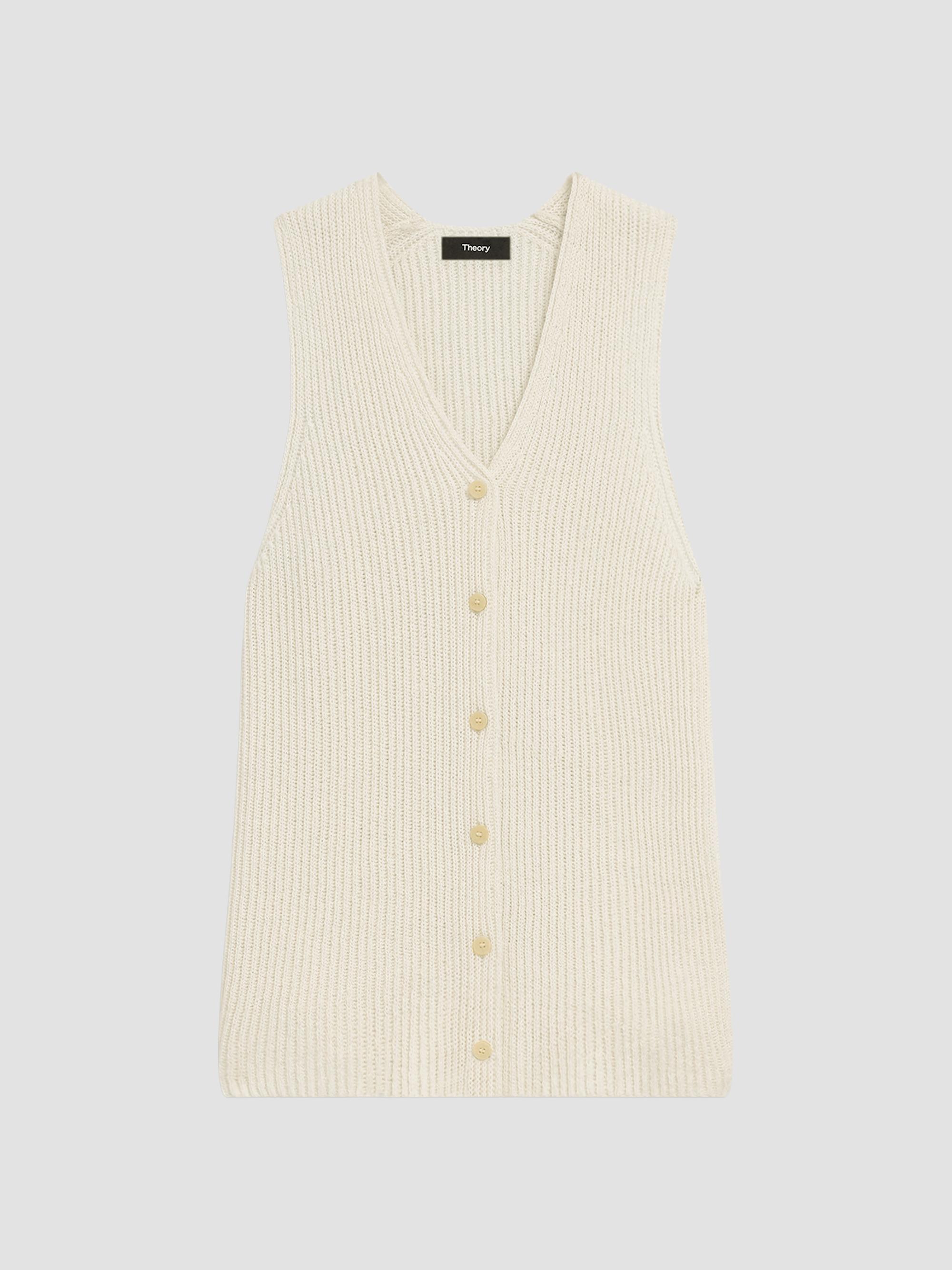 Theory Full Cardi Rib-Knit Cotton Vest | Saks Fifth Avenue