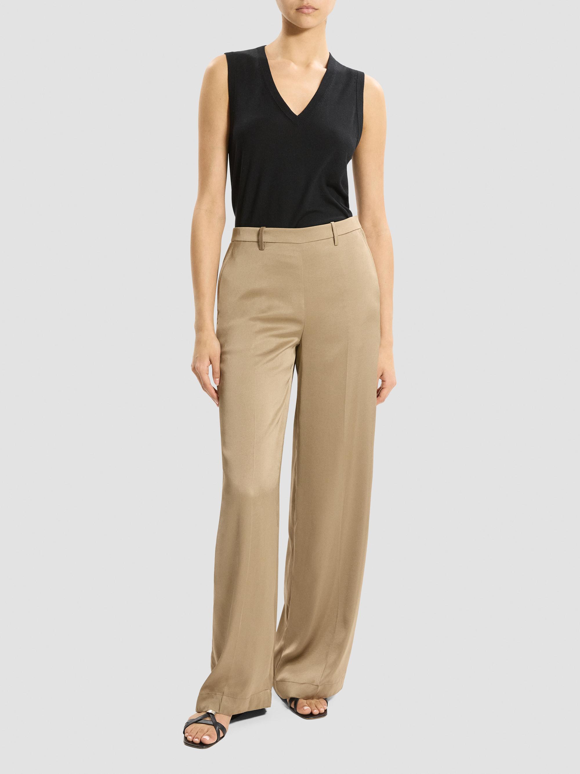 Theory Elasticized Waistband Satin Wide-Leg Pants | Saks Fifth Avenue