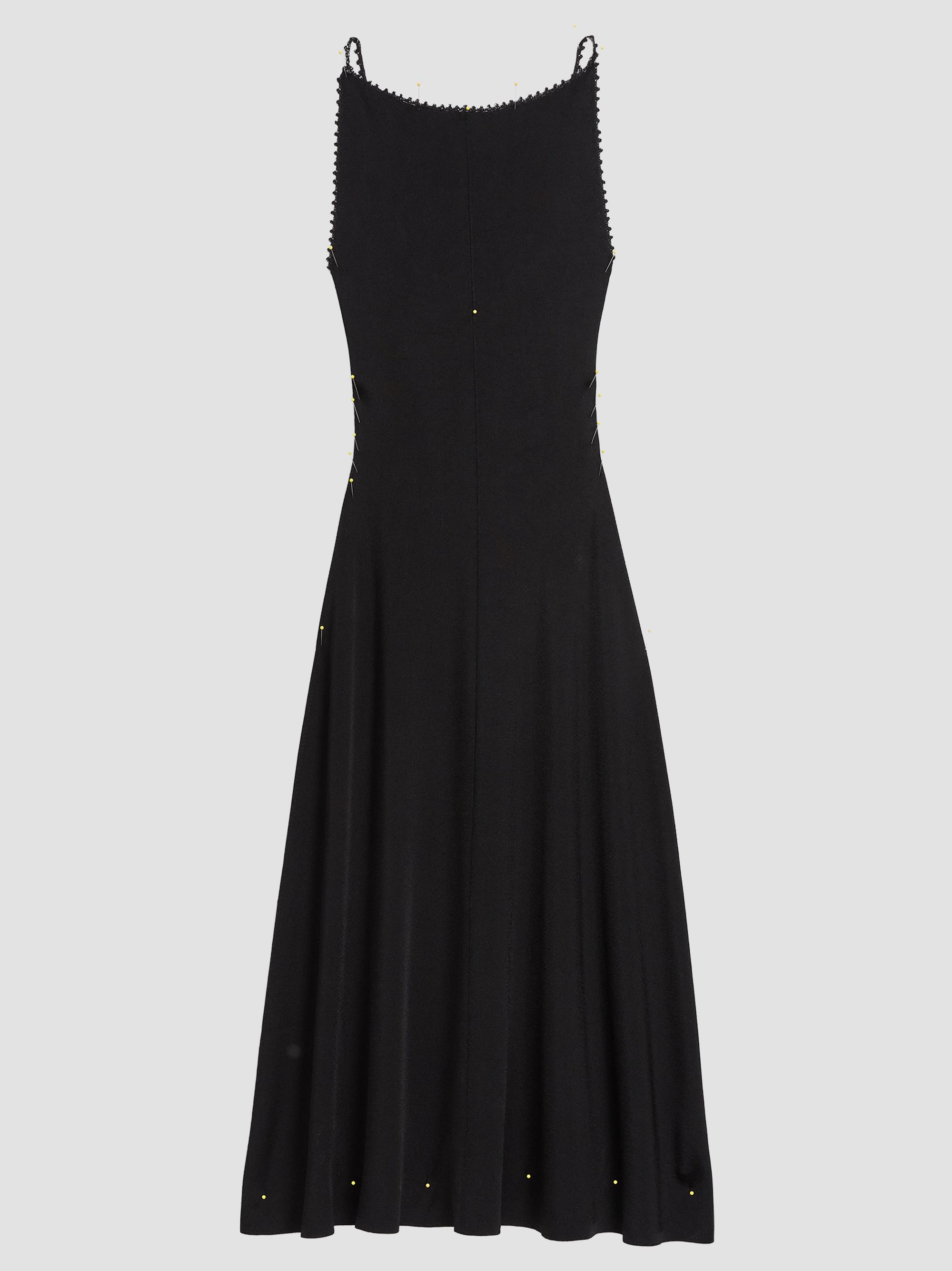 theory pleated square-neck ribbed midi dress Theory Square Neck Midi Dress