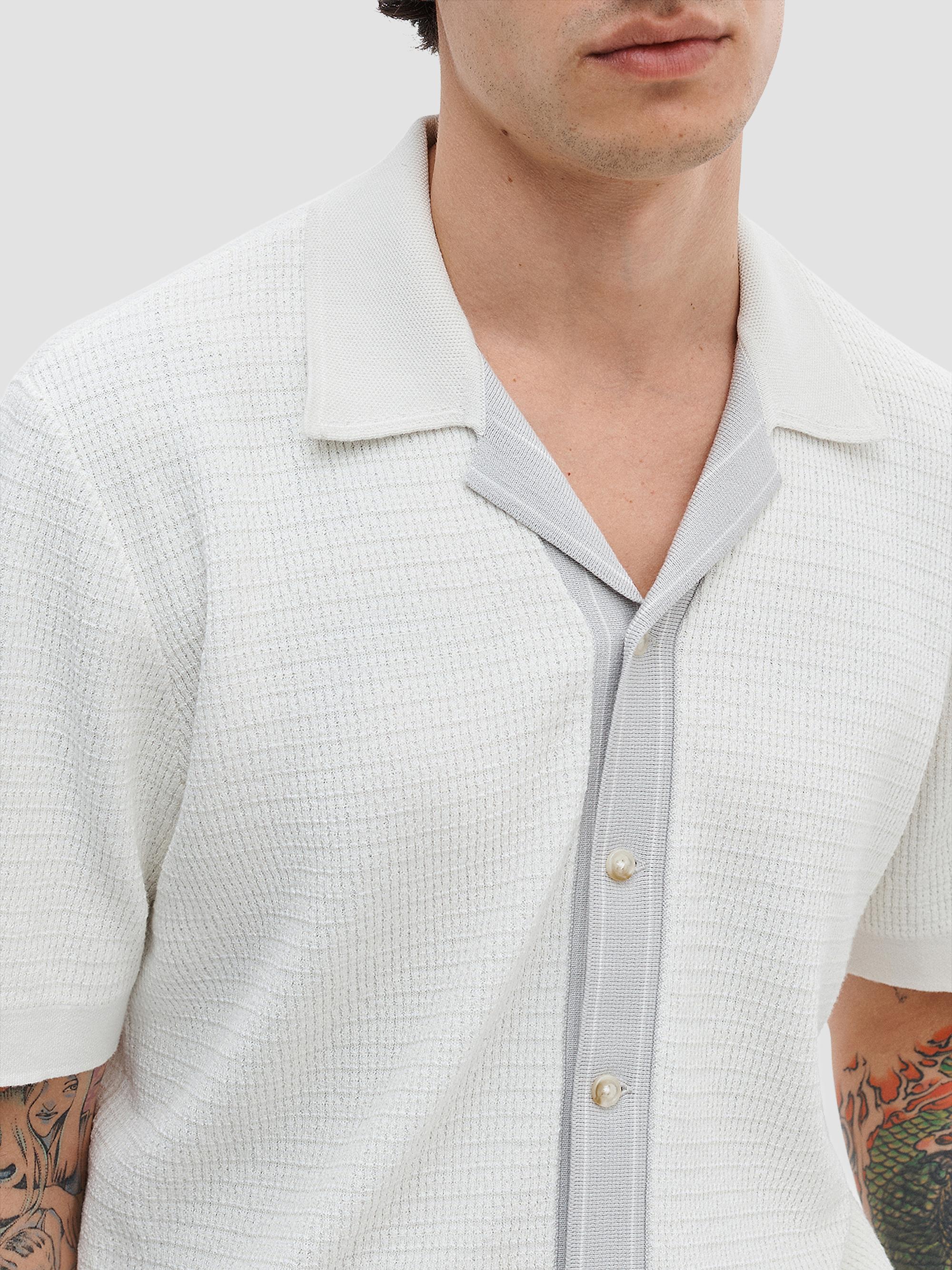 rag & bone Men's Harvey Knit Camp Shirt - Chalk | Thumbnail 5