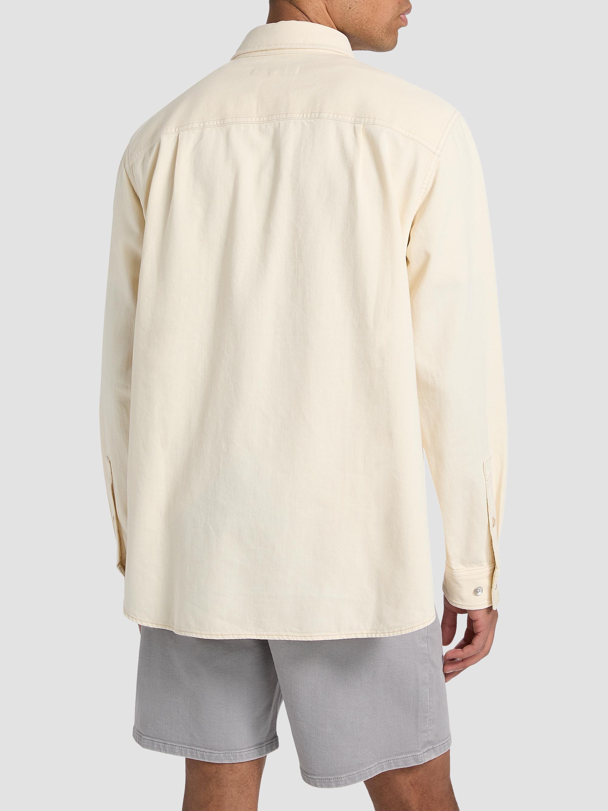 rag & bone Men's Denim Long-Sleeve Polo Shirt - Ecru | Thumbnail 5