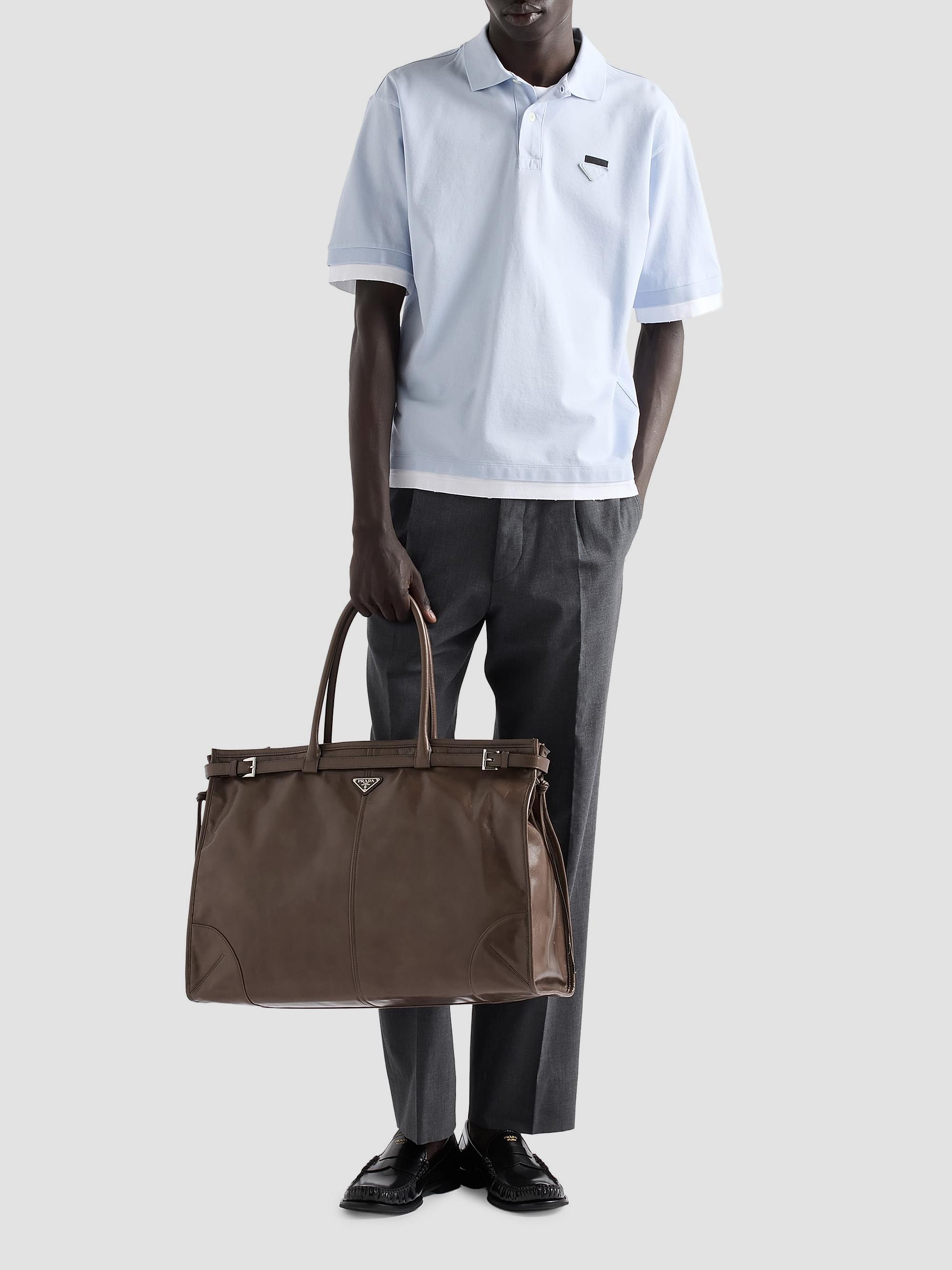 Prada Men's Leather Tote Bag - Grey | Thumbnail 9
