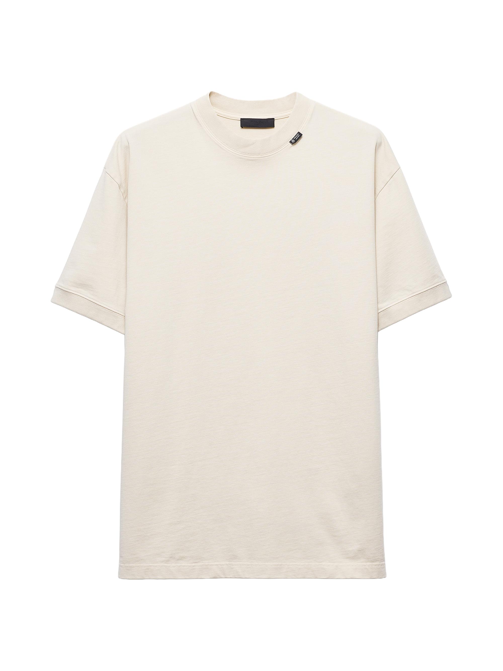Prada Men's Short-Sleeved Cotton T-Shirt - Beige Khaki