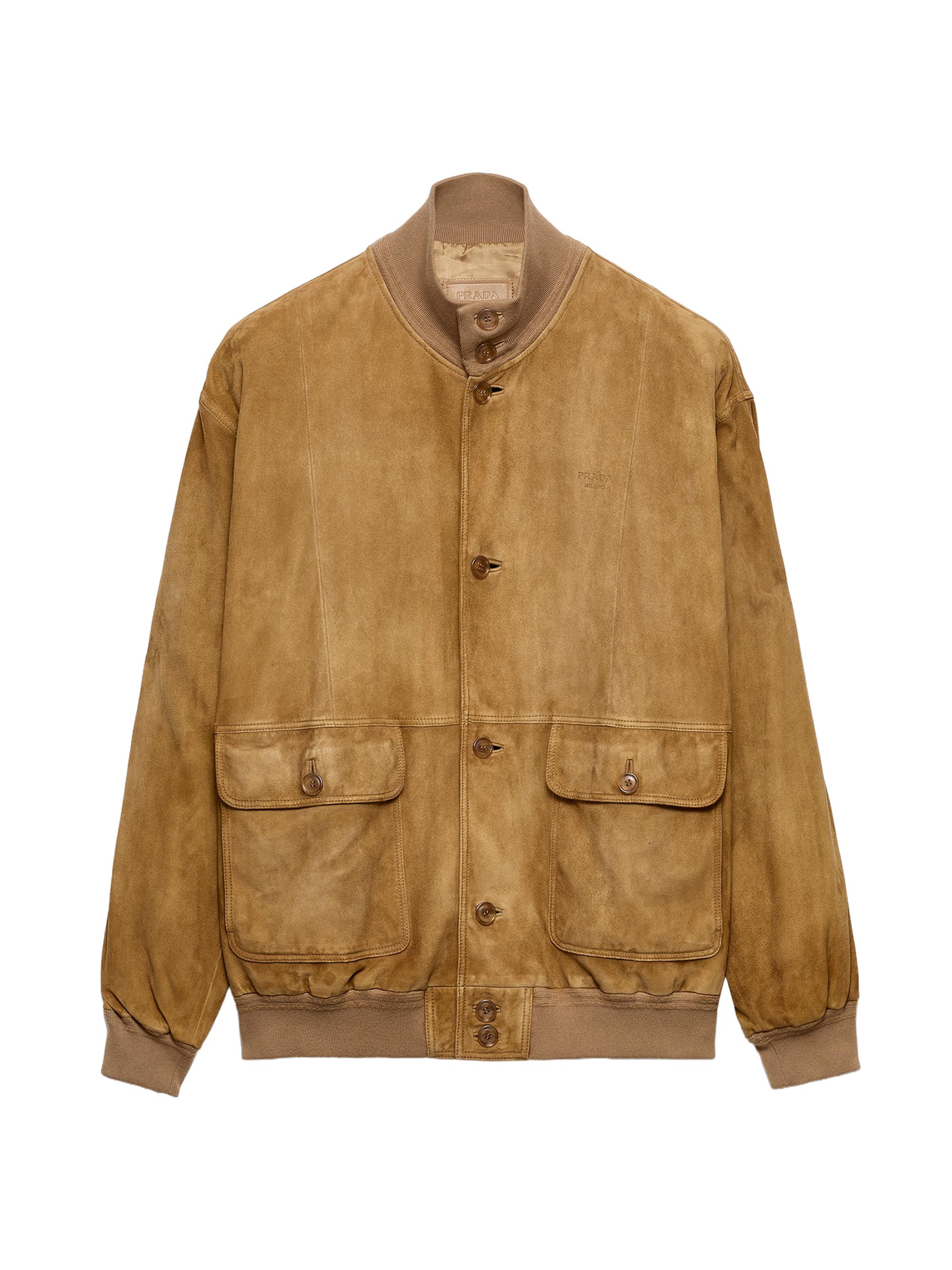 Prada Men's Suede Blouson Jacket - Beige Khaki