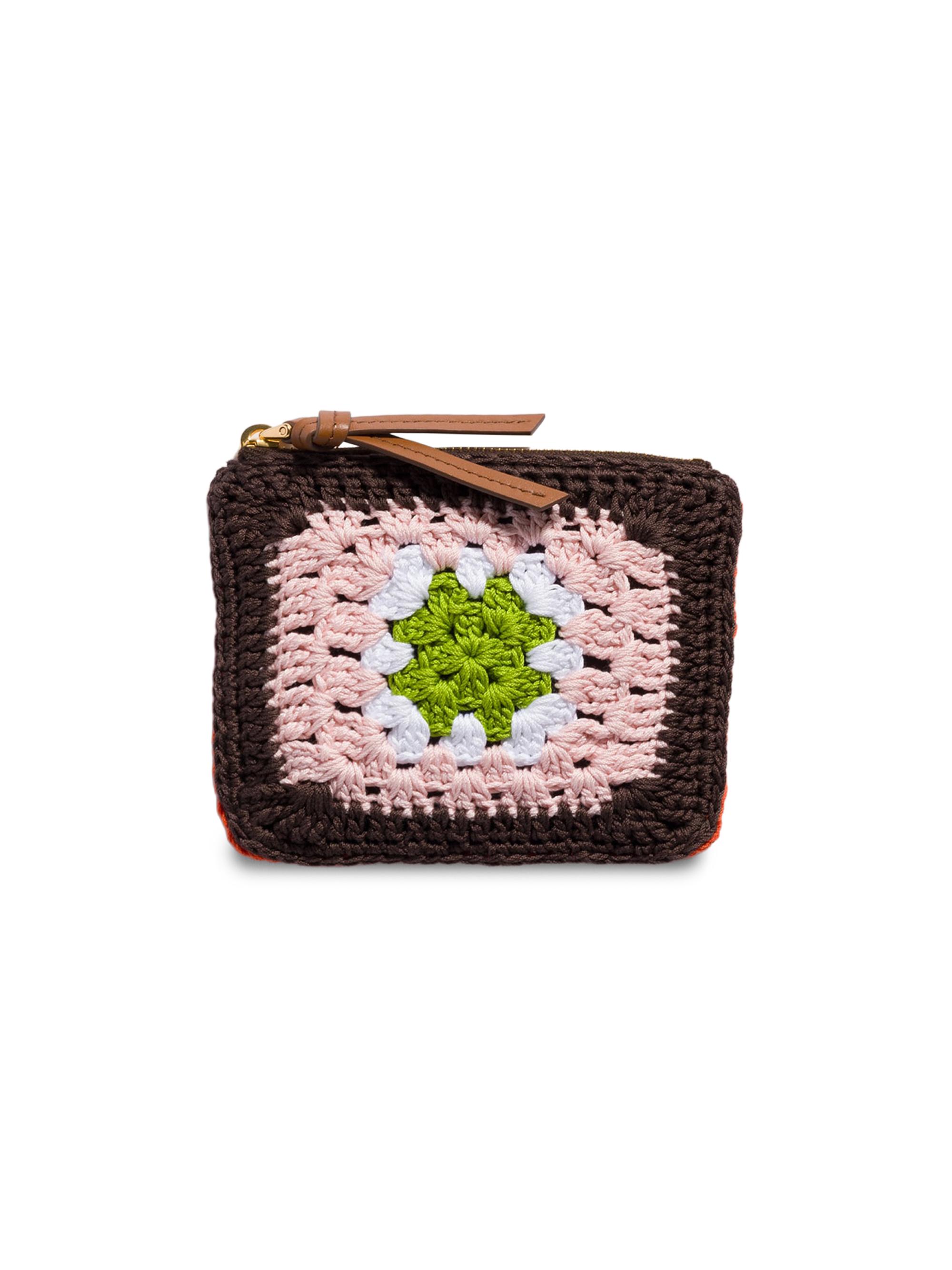 Miu Miu Women's Crochet Zipper Pouch - Brown