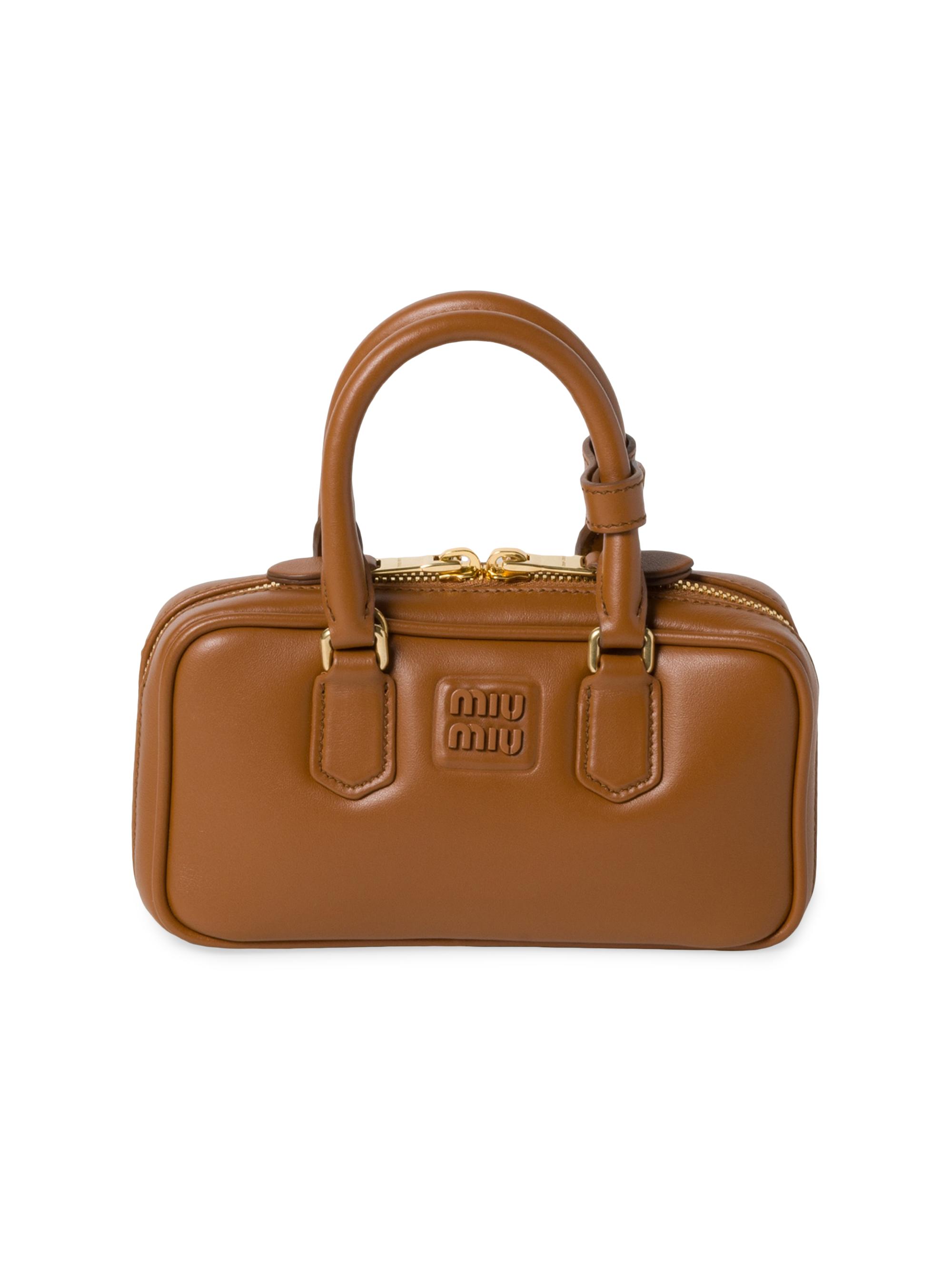 Miu Miu Women's Arcadie Leather Mini Top Handle Bag - Brown