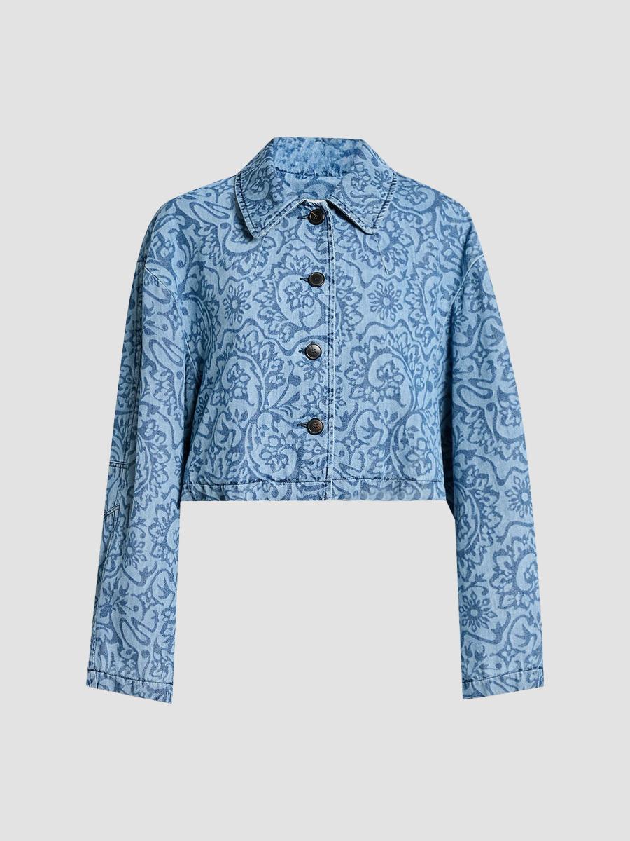 Dries Van Noten Women's Vondero Floral Denim Jacket In Blue