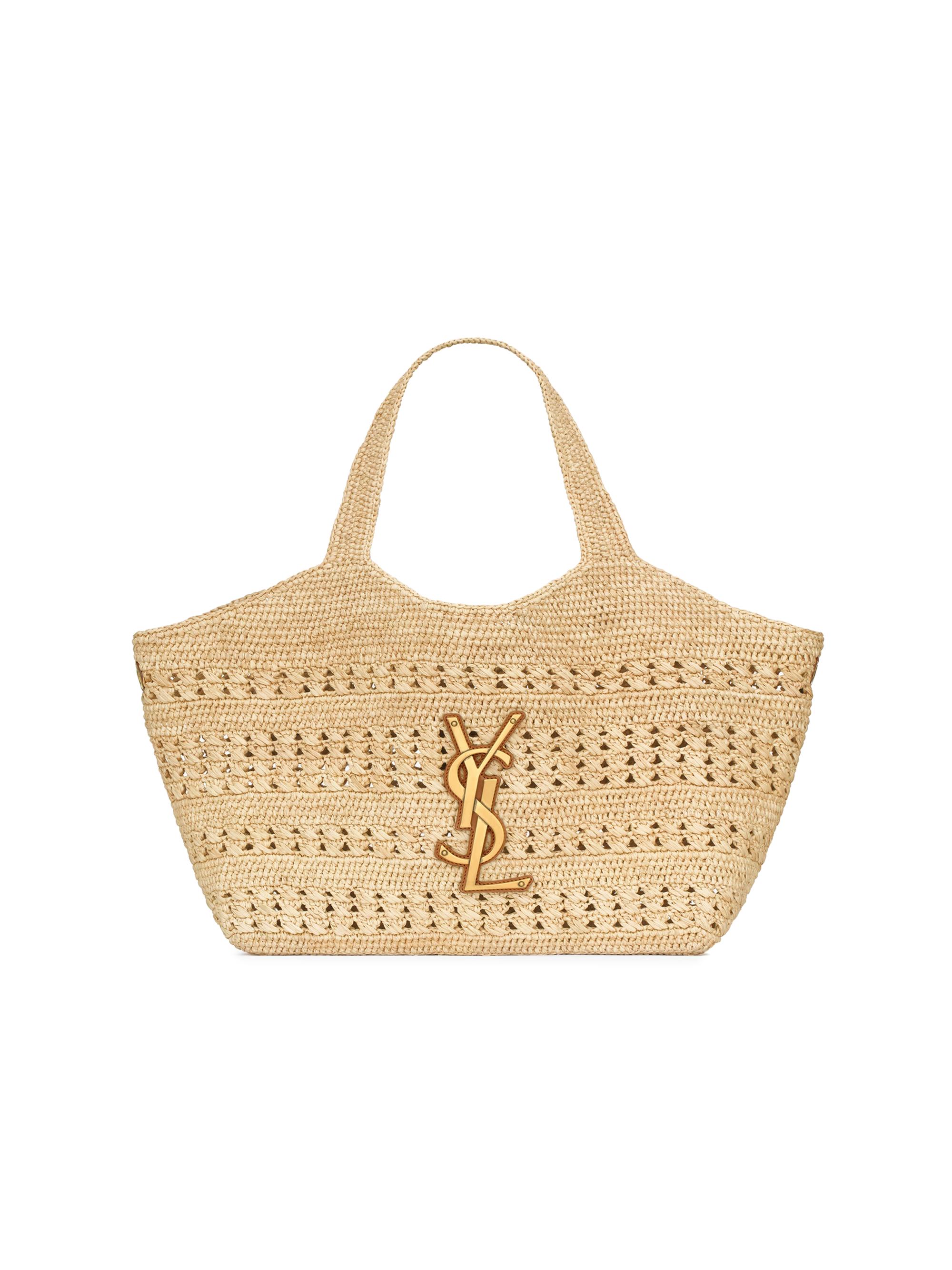 Saint Laurent Women's Icare  Tote Bag in Raffia - Natural