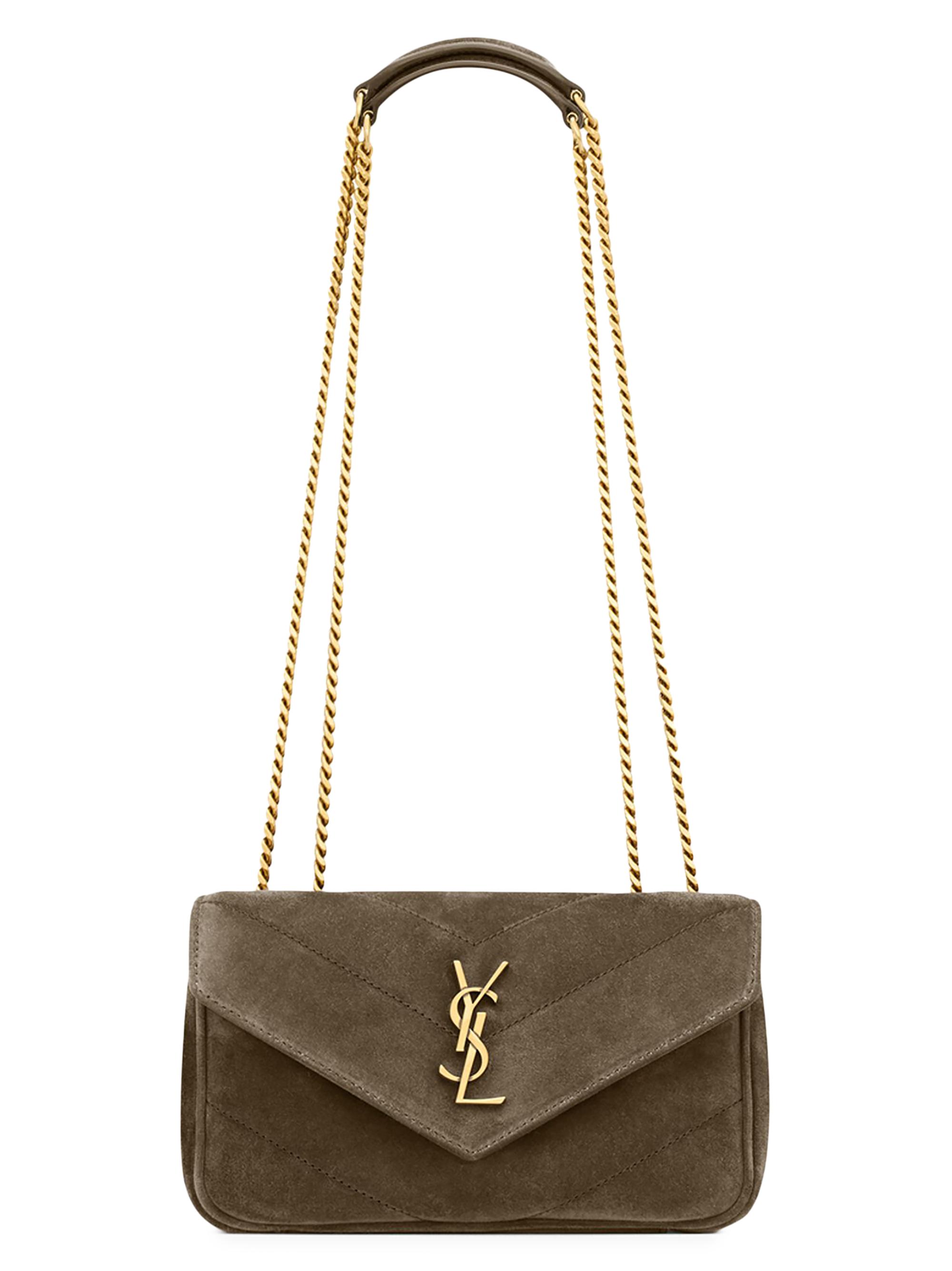 Saint Laurent Women's Loulou Mini Crossbody Bag in Suede - Light Musk