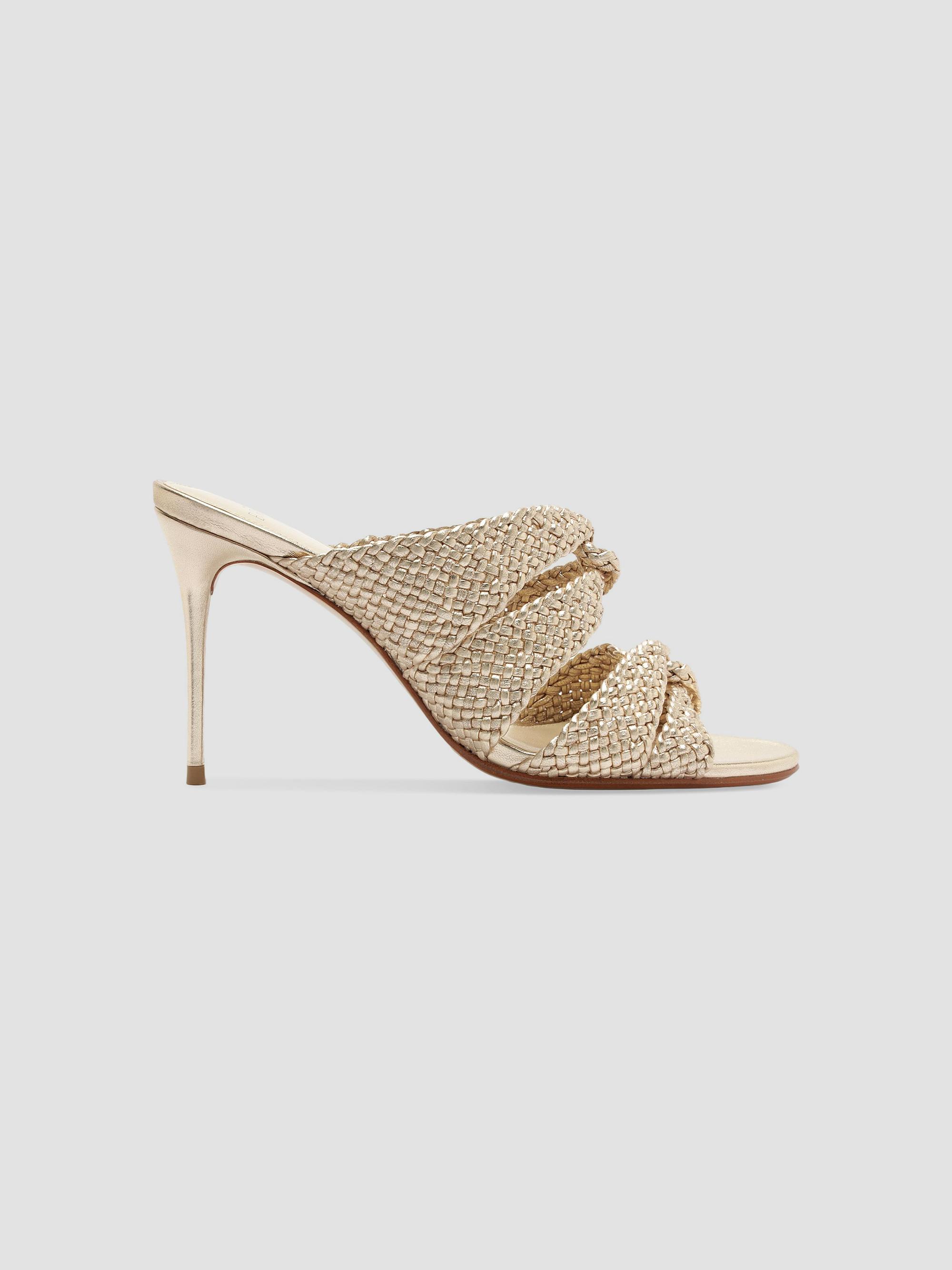 Alexandre Birman Women's Sabrina 85MM Braided Leather Mules - Golden | Thumbnail 10