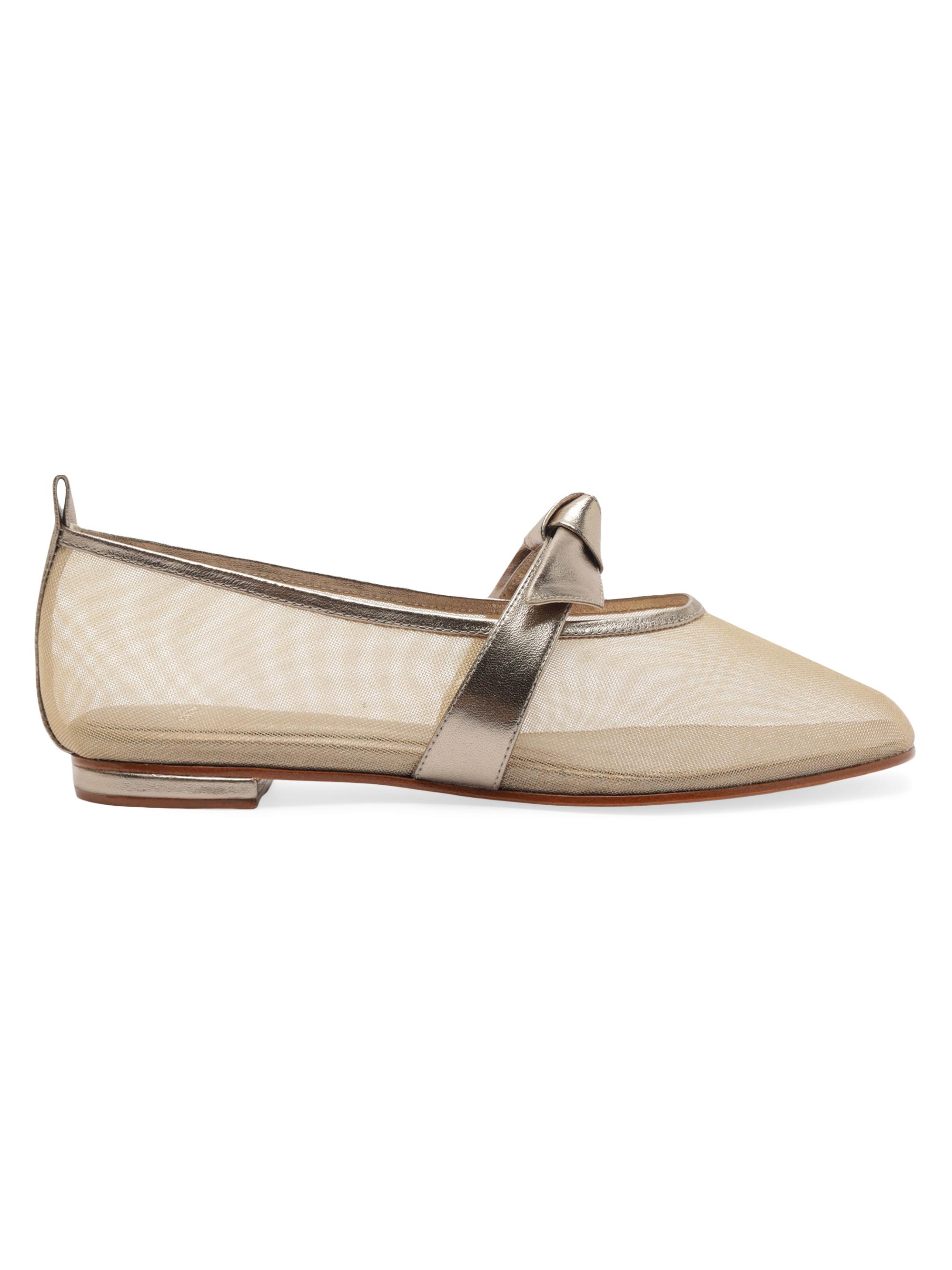 Alexandre Birman Women's Clarita Leather-Trim Mesh Ballet Flats - Luna