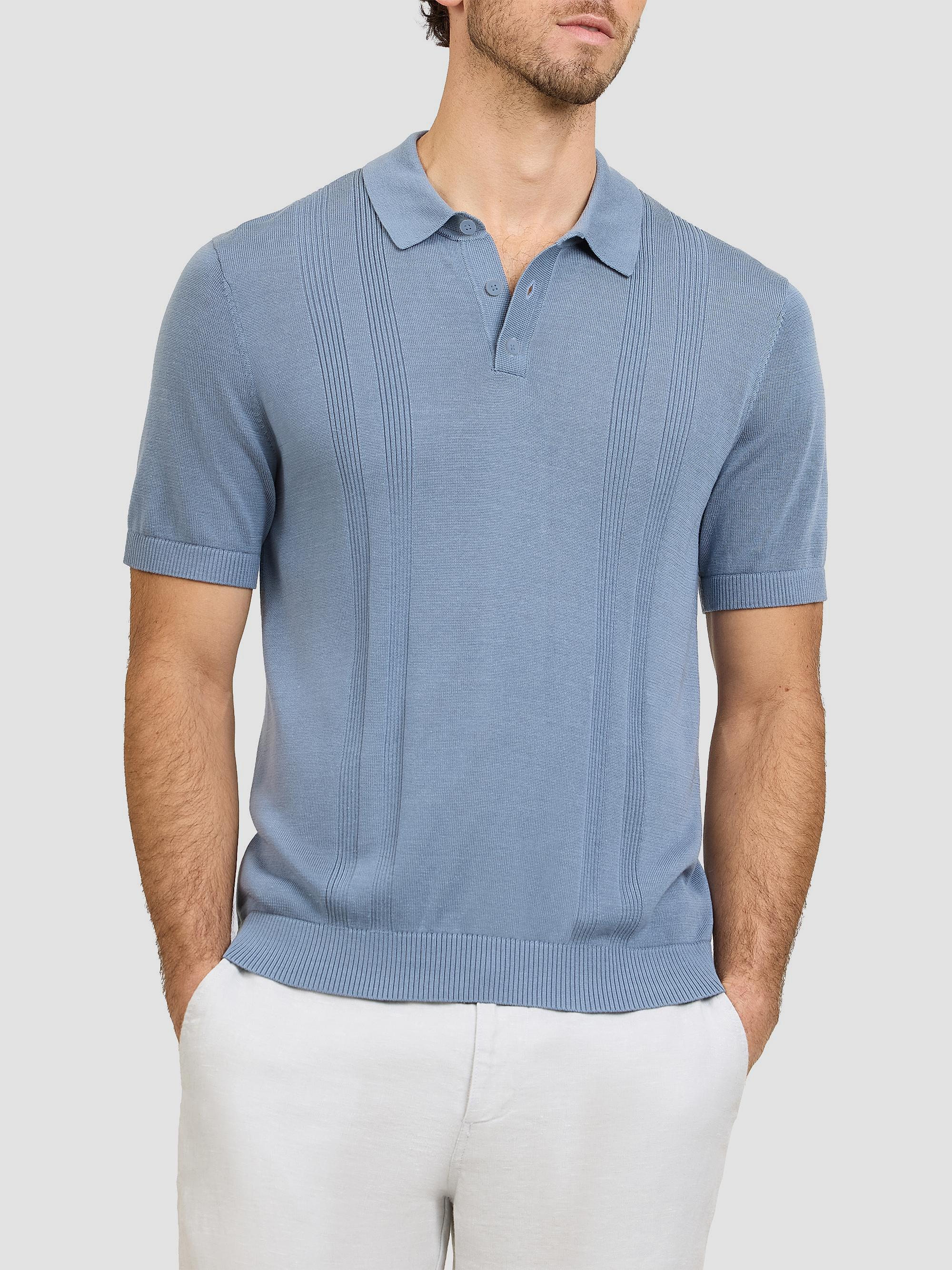 Onia Men's Rib-Knit Polo Shirt - Lagoon | Thumbnail 5
