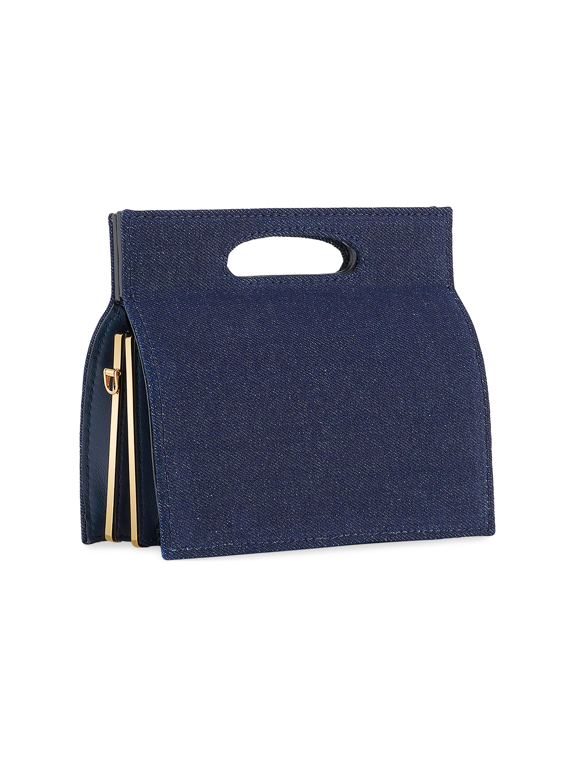 Tyler Ellis Women's Stella Miniature Top Handle Bag in Denim with Gold Hardware - Dark Blue