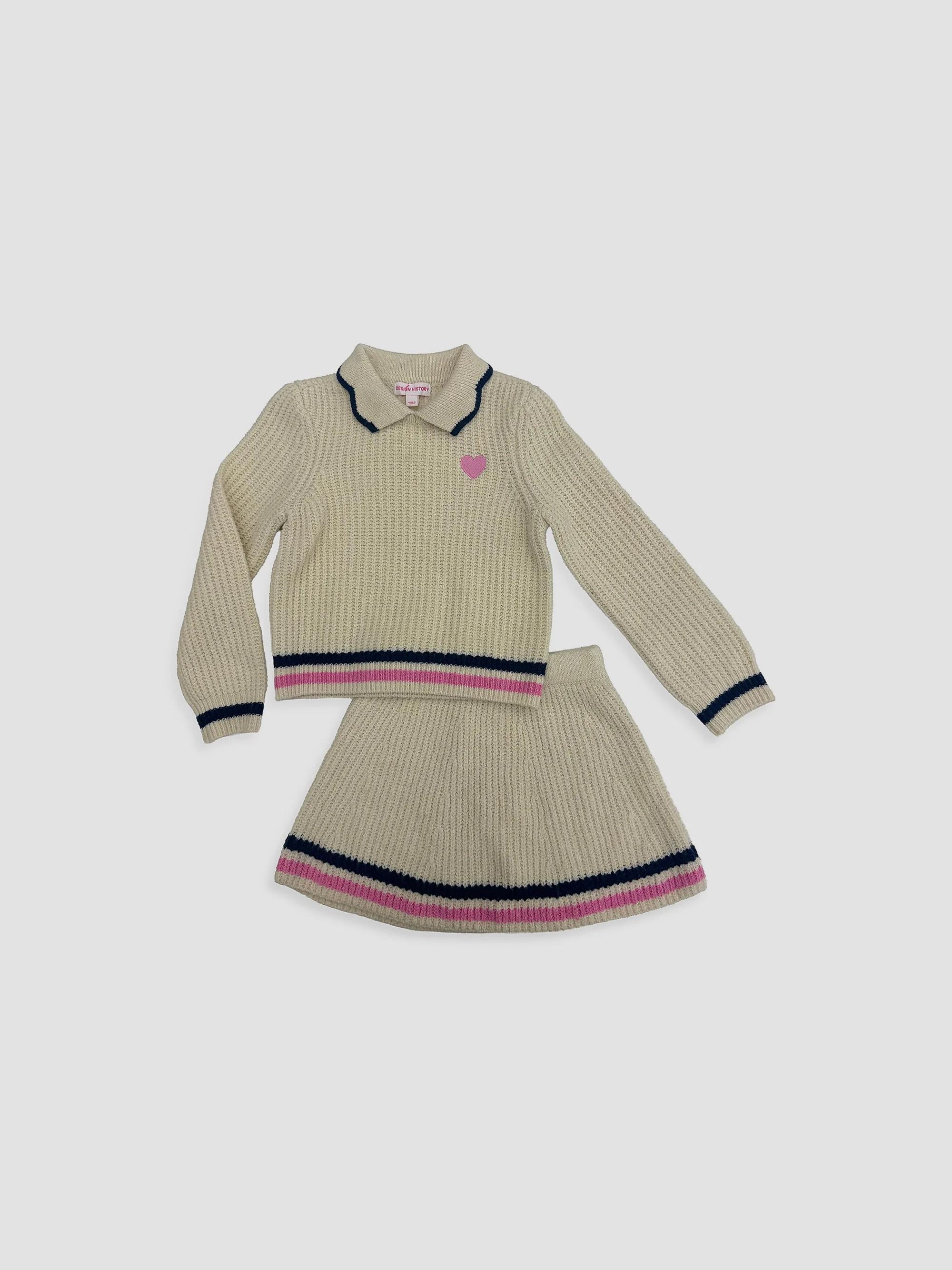 Design History Girl's Rib-Knit Flared-Sleeve Sweater Dress