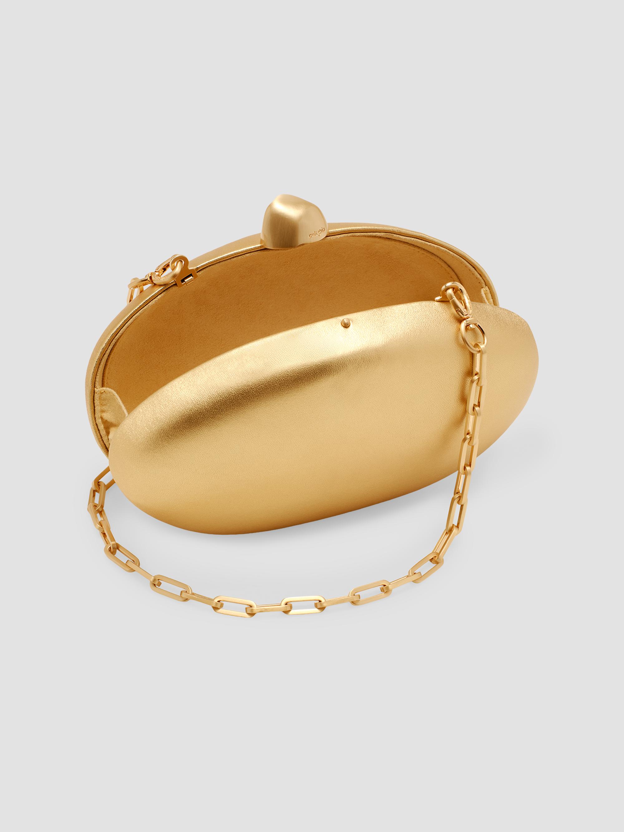Cult Gaia Eviana Hard-Case Metallic Leather Clutch | Saks Fifth Avenue