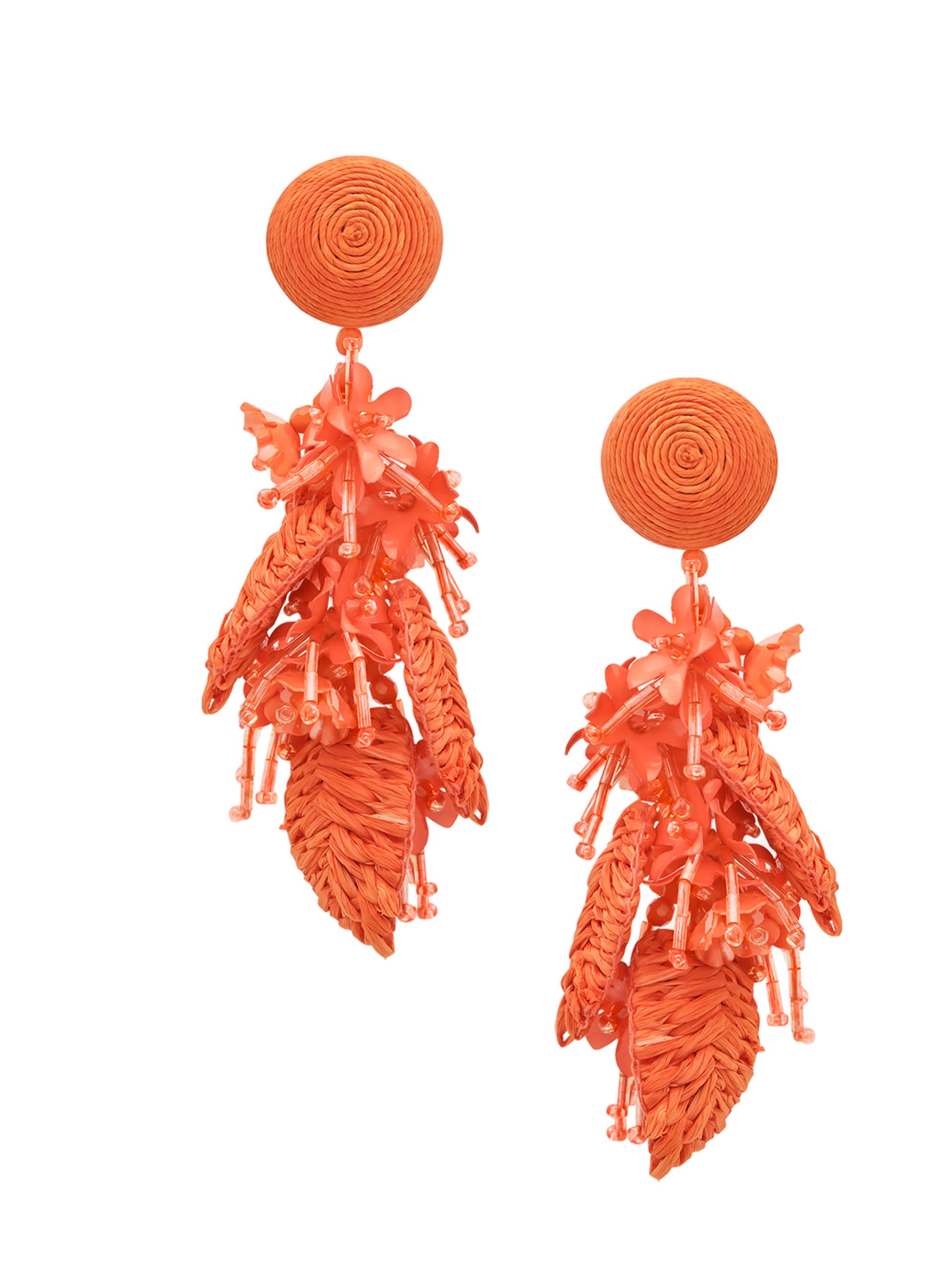 Oscar de la Renta Women's Mixed-Media Tassel Bouquet Clip-On Drop Earrings - Orange