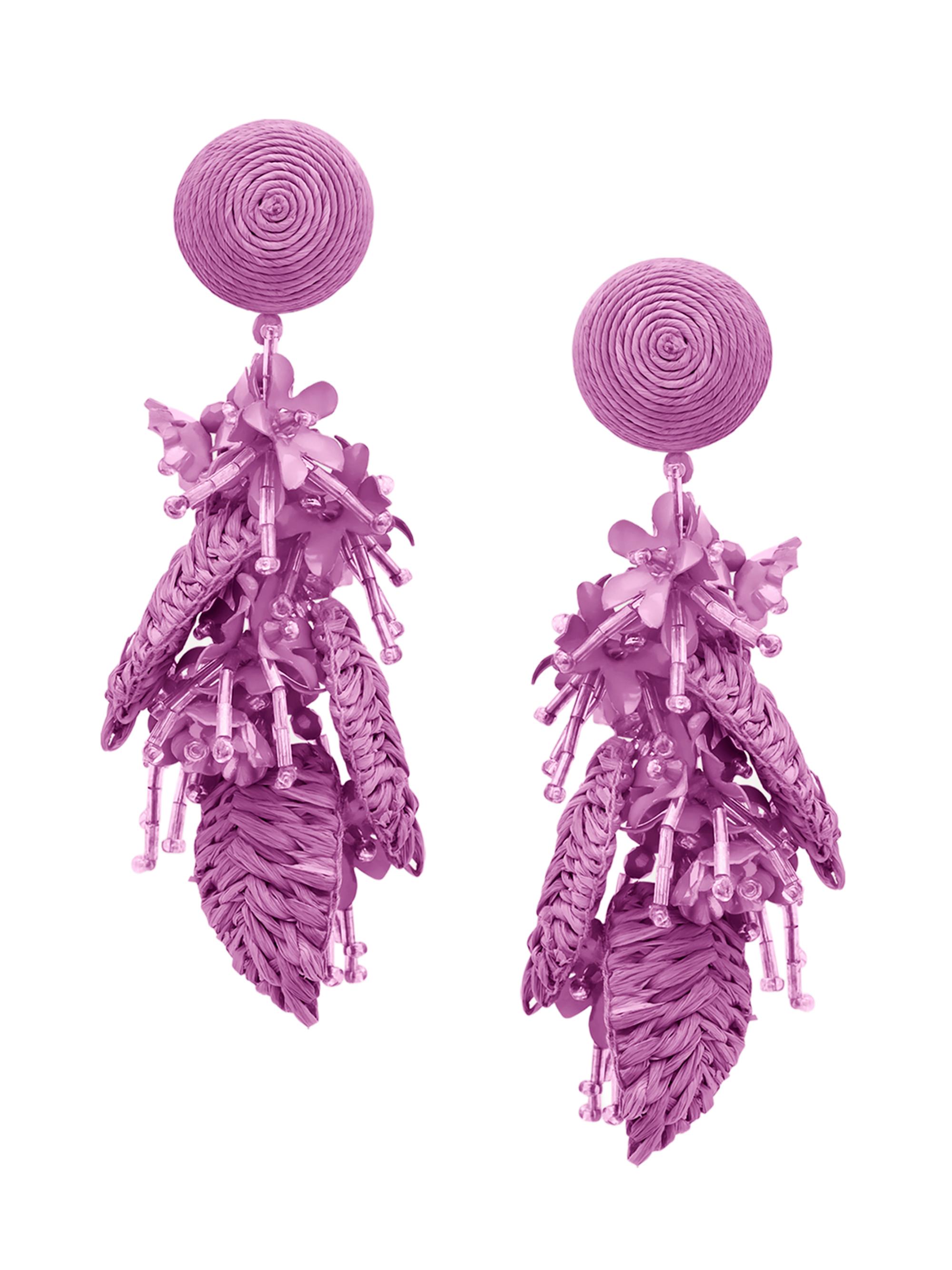 Oscar de la Renta Women's Mixed-Media Tassel Bouquet Clip-On Drop Earrings - Violet