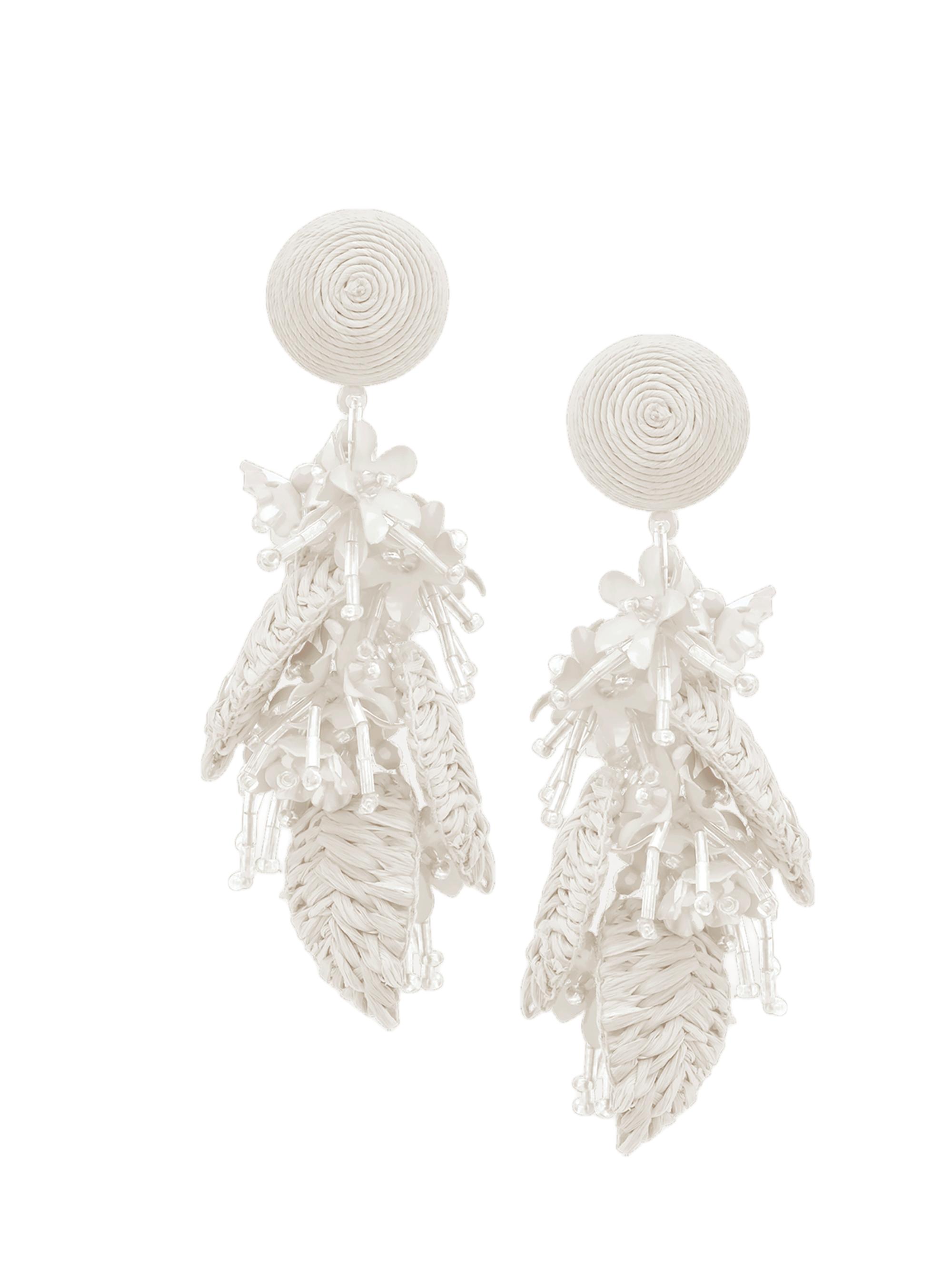 Oscar de la Renta Women's Mixed-Media Tassel Bouquet Clip-On Drop Earrings - White
