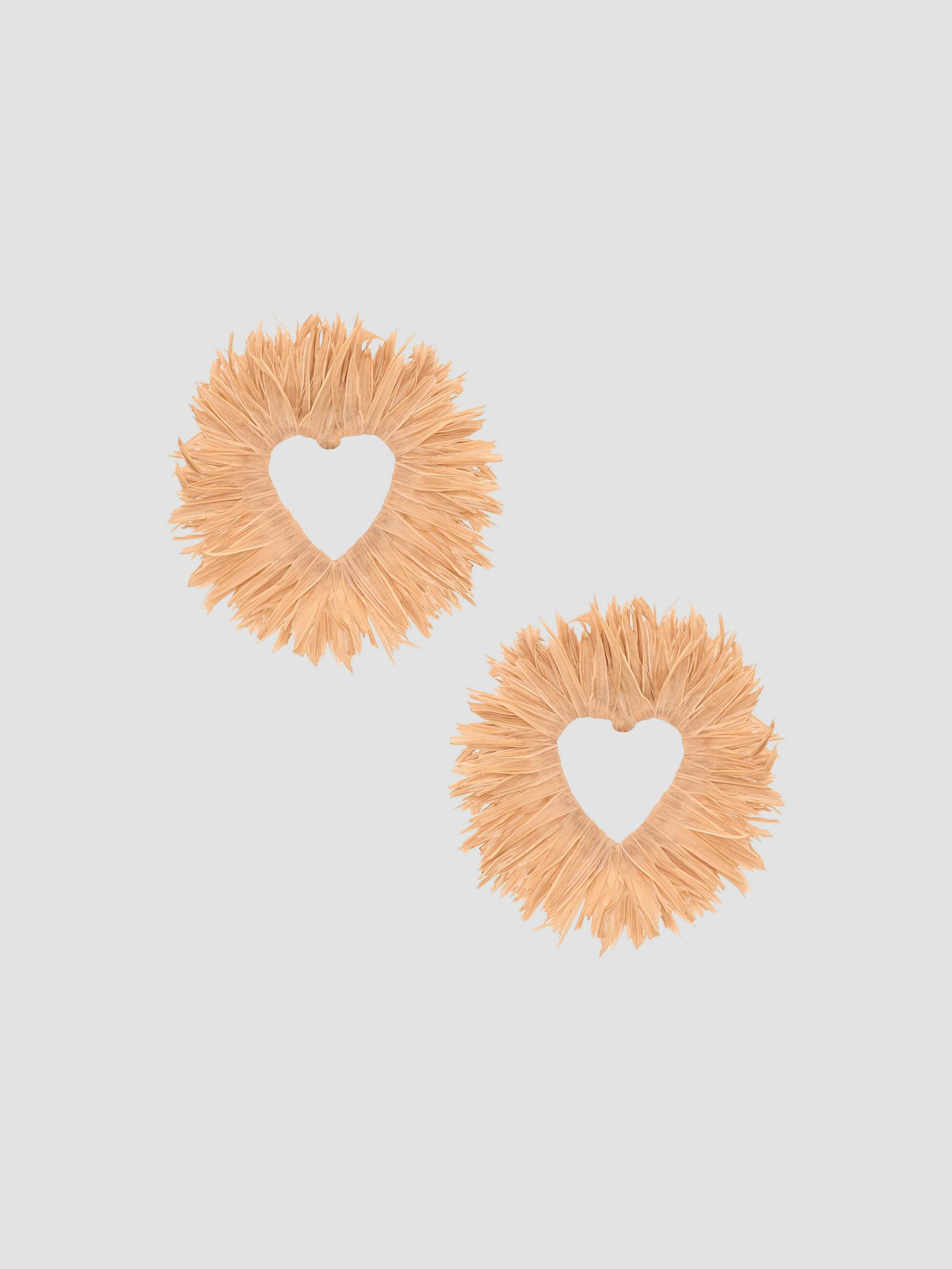 Oscar de la Renta Women's Raffia Heart Stud Earrings - Natural