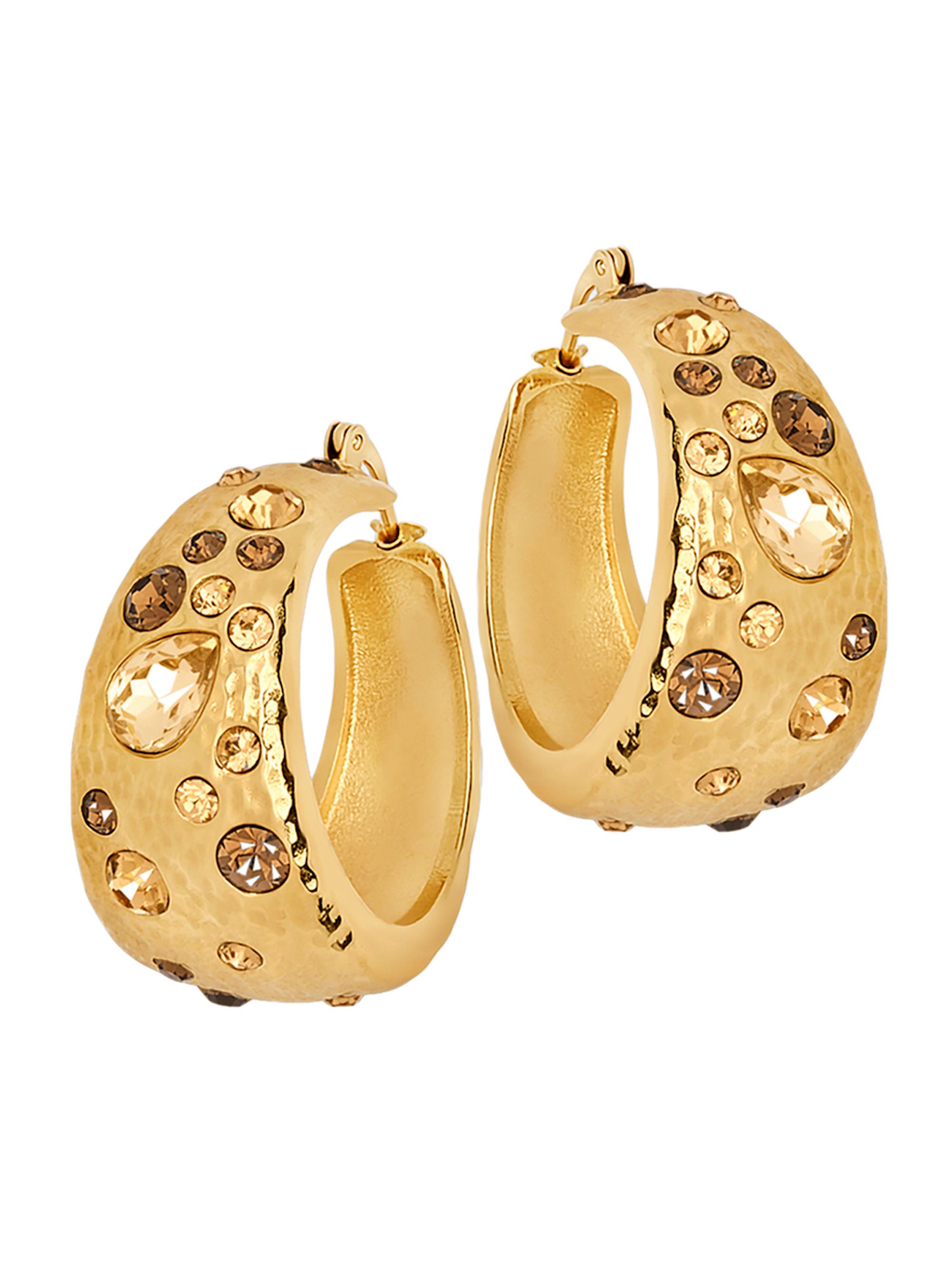 Oscar de la Renta Women's 24K-Gold-Plated & Glass Crystal Hoop Earrings - Topaz