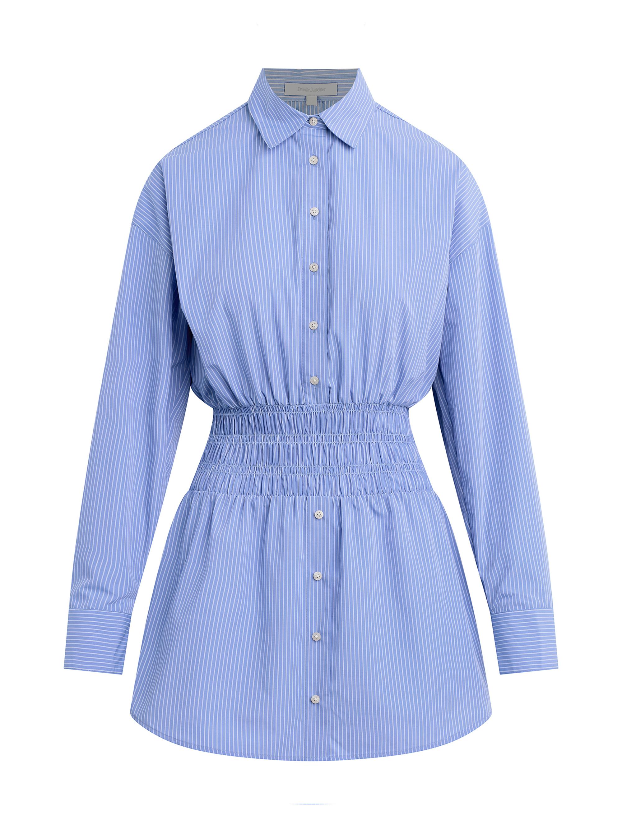 Favorite Daughter Women's The Waist Not Smocked Mini-Shirtdress - Blue White Stripe